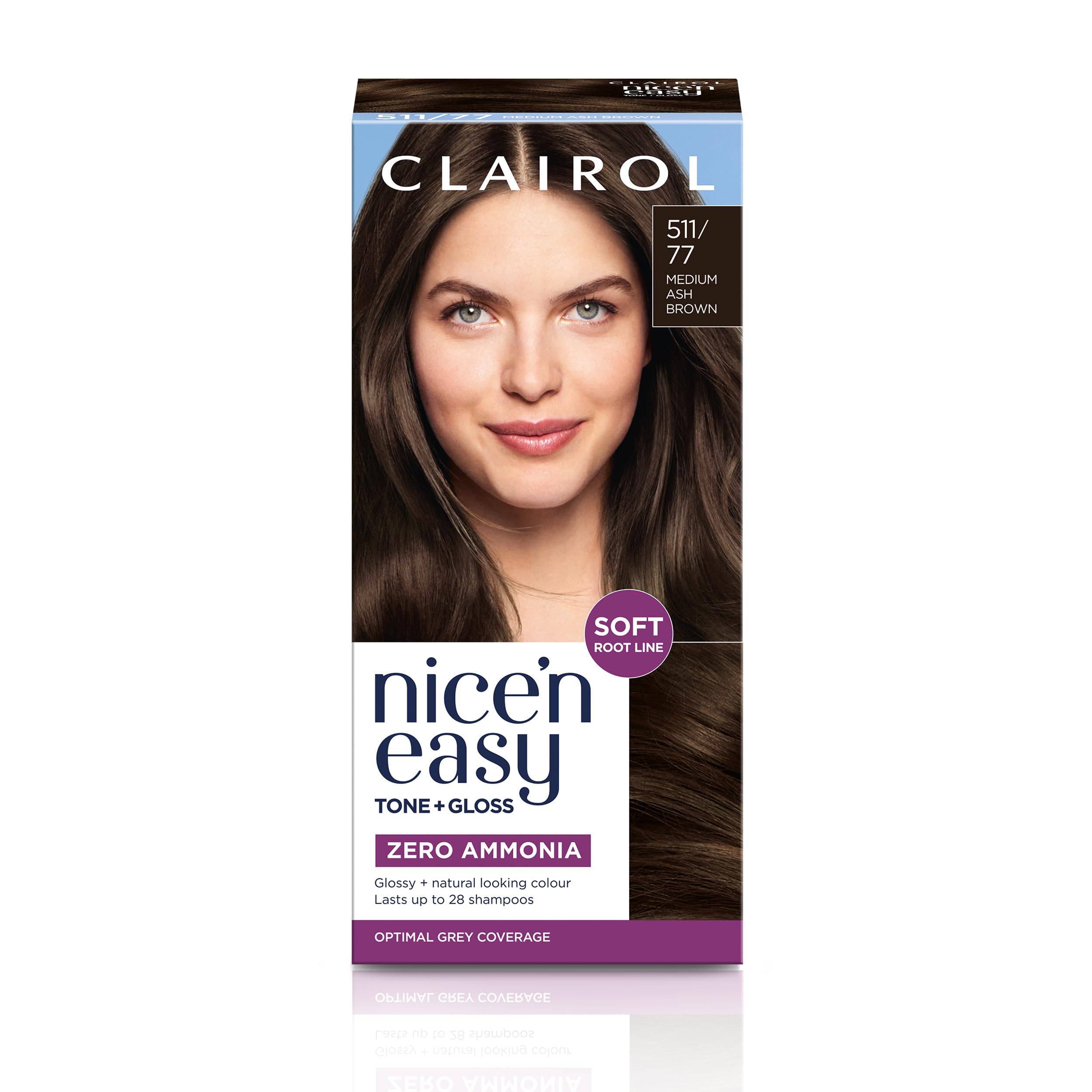 Clairol Nice'n Easy Tone+Gloss Semi-permanente Haarfarbe – 511/77 Mittel-Aschgrau