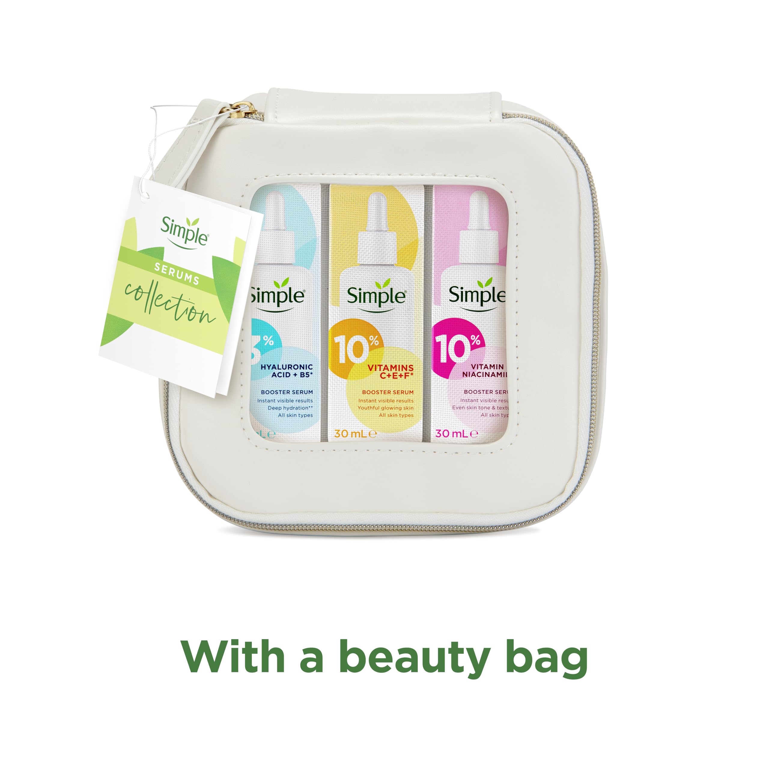 Simple Booster Serum Kollektion 3-teiliges Geschenkset mit kleinem Reise-Beauty-Set 5