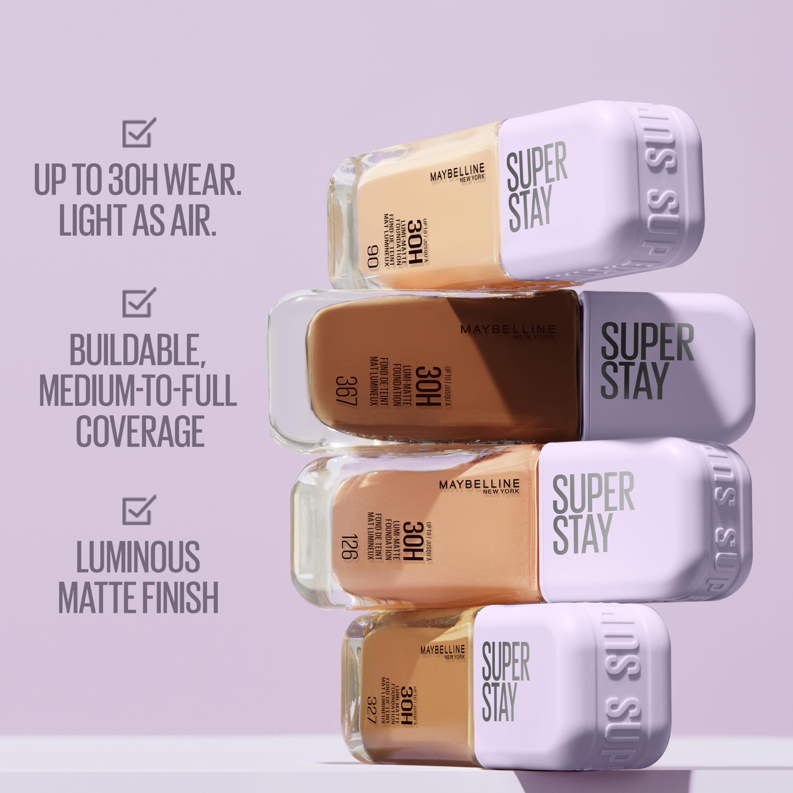 Maybelline New York Super Stay Lumi-Matte Foundation - 30HR Wear, Medium-Full Coverage, Shade 140 4