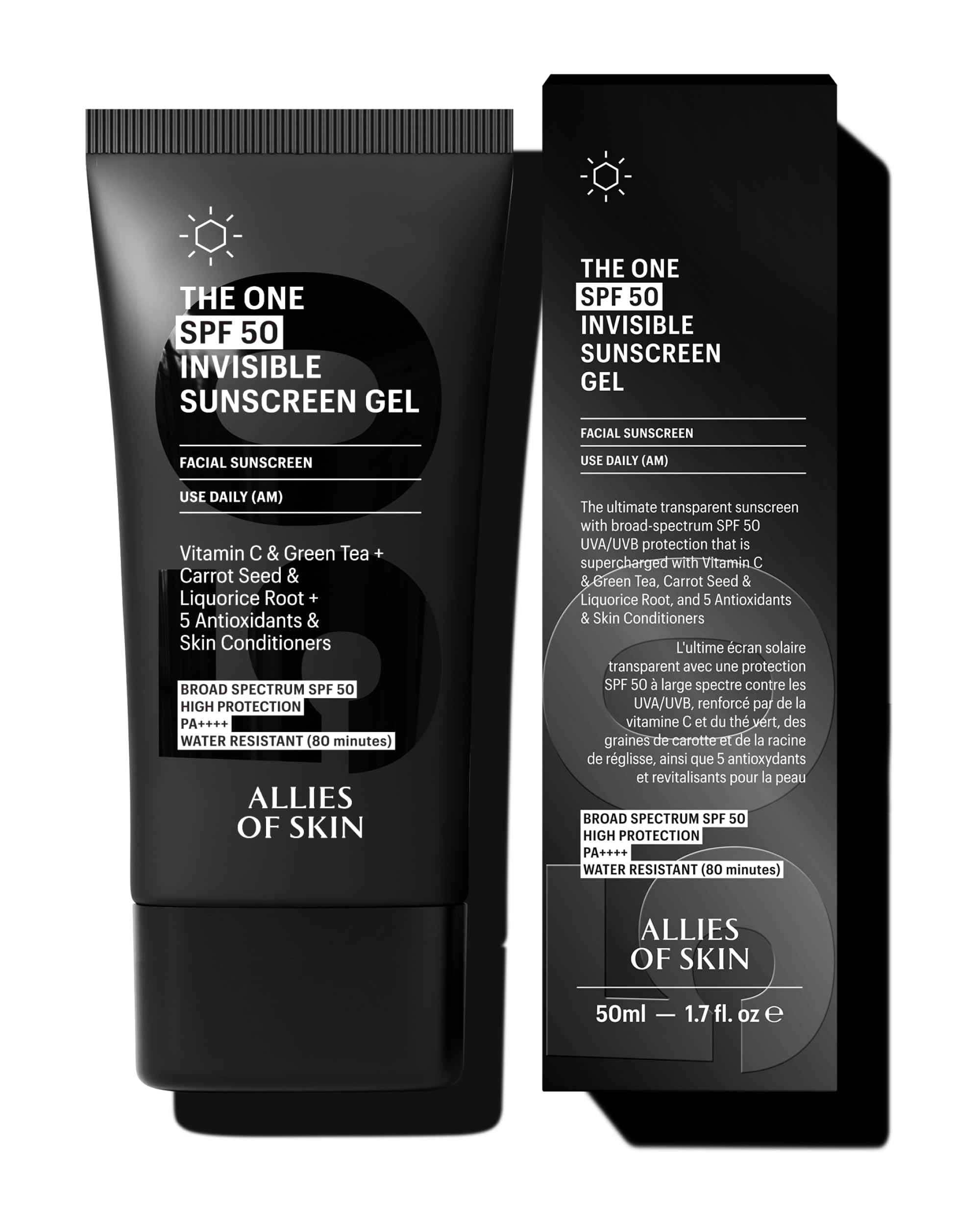 Allies of Skin The One SPF 50 Invisible Sunscreen Gel with Vitamin C and Raspberry Scent