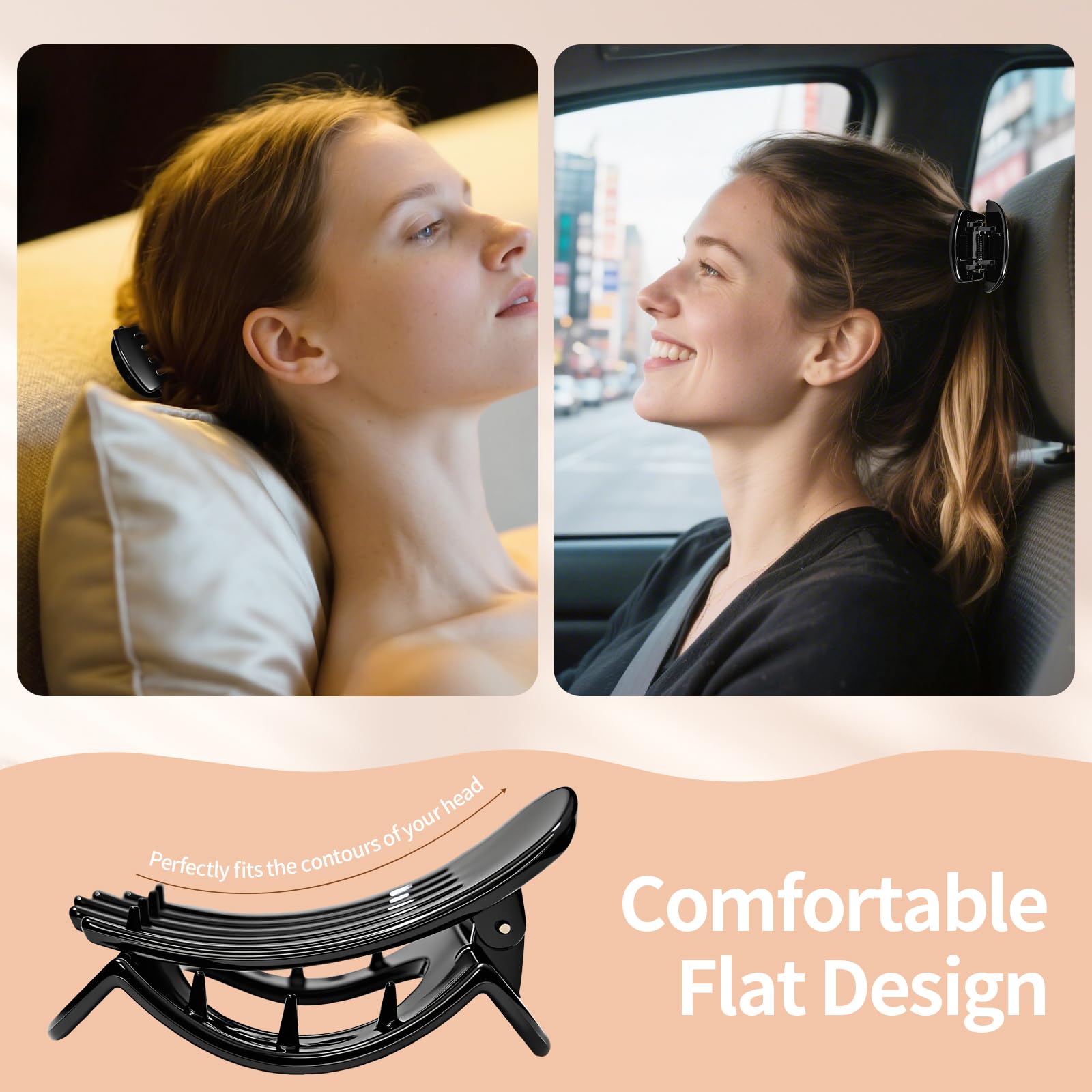 MOXYOY Flat Round Lay Down Hair Claw Clip for Women and Girls