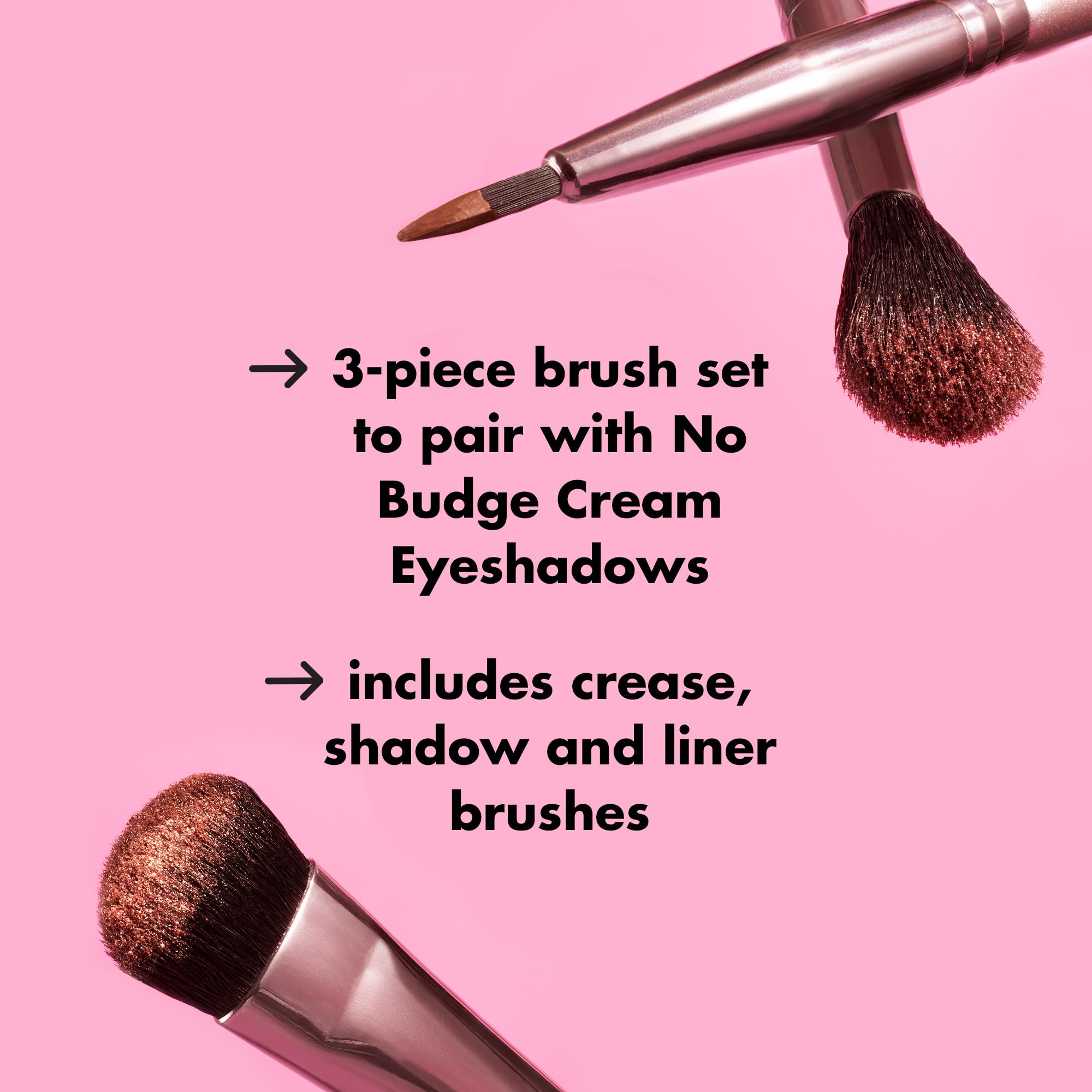 e.l.f. No Budge Brush Trio: 3-Piece Eyeshadow Set for Application and Blending