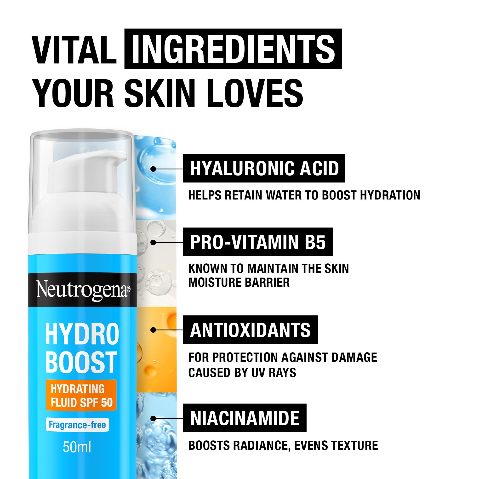 Neutrogena Hydro Boost Hydrating Face Fluid SPF 50 with Hyaluronic Acid & Niacinamide 5