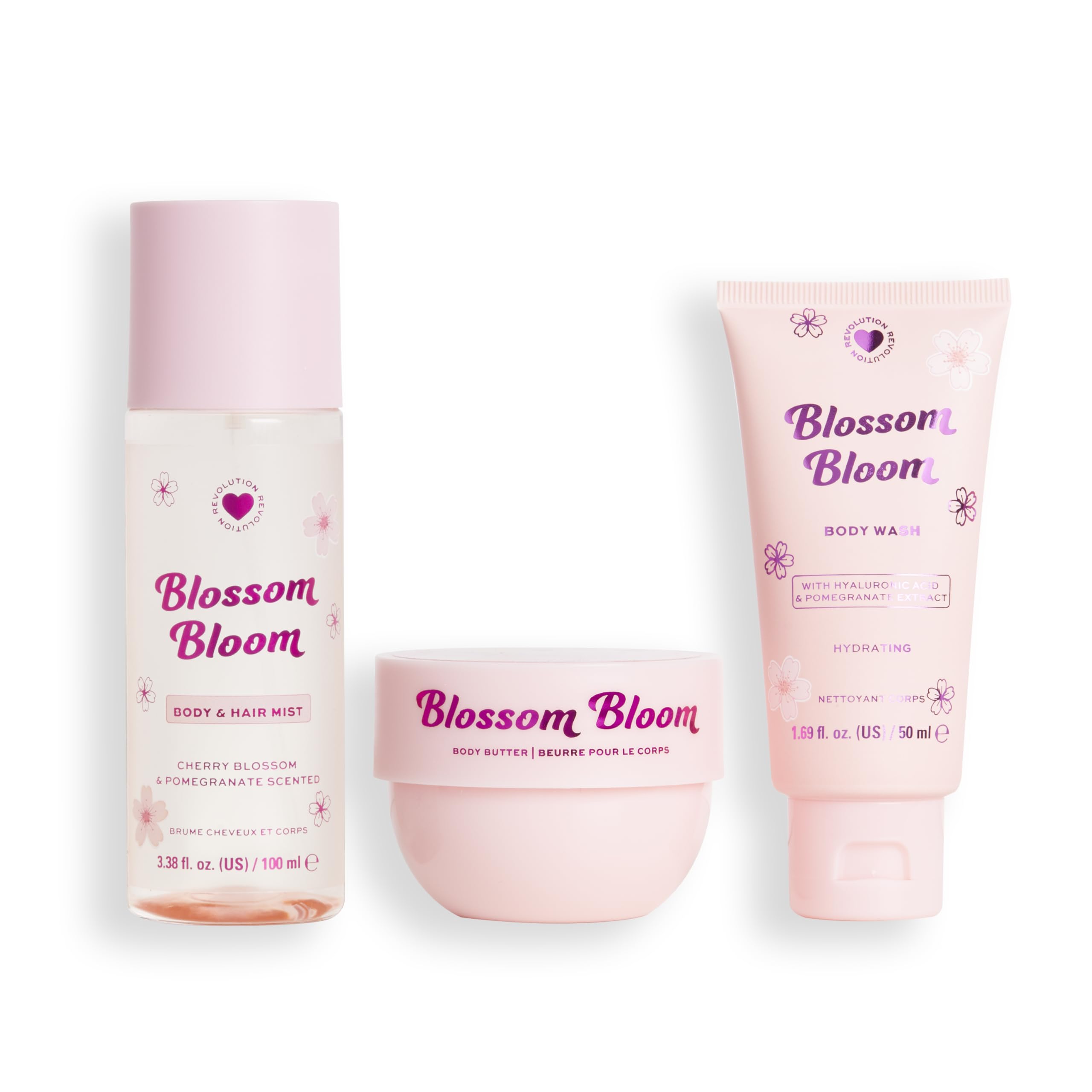 I Heart Revolution Blossom Bloom Bath & Body Gift Set with Body Wash, Cream & Mist