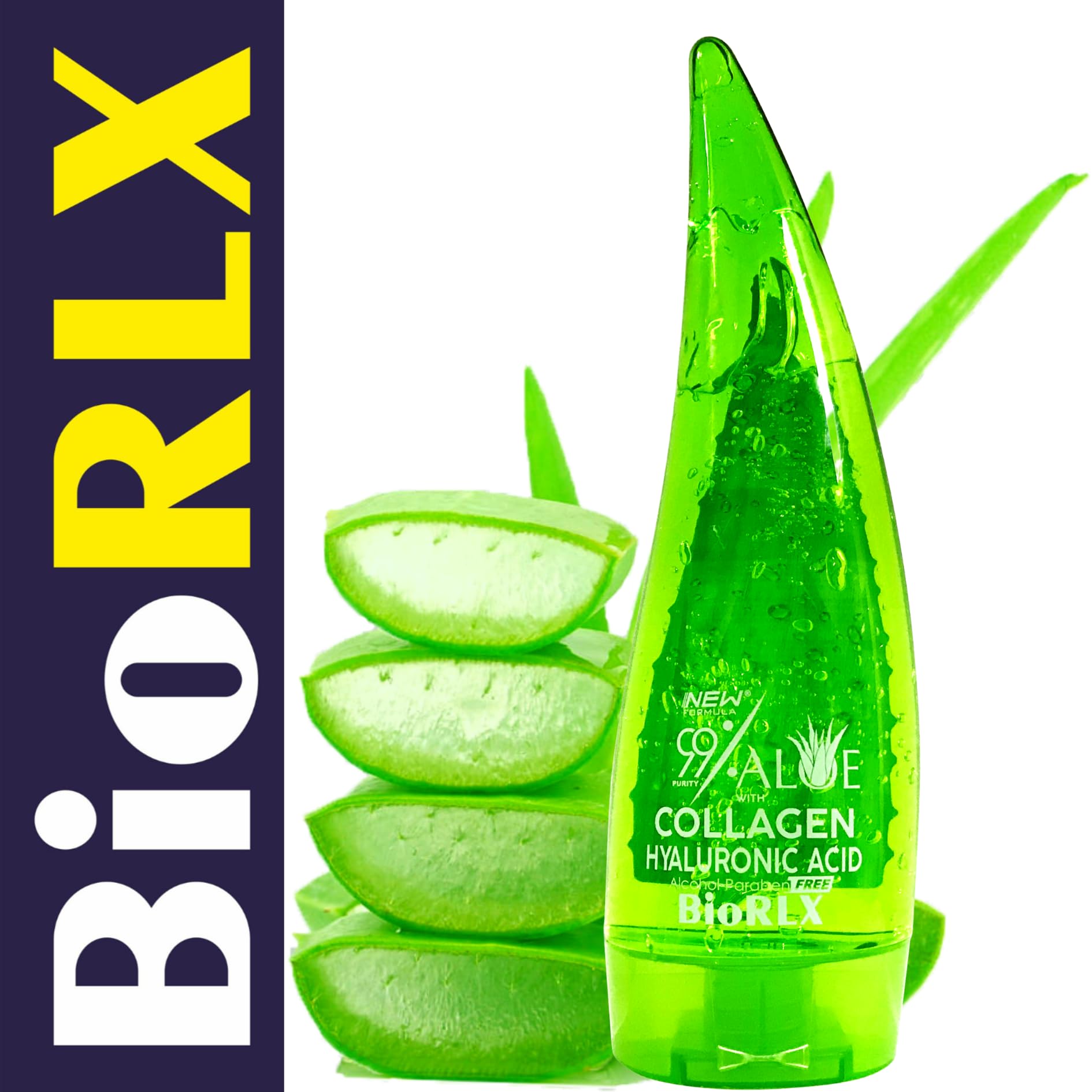 BioRLX 99% Aloe Vera Gel mit Kollagen und Hyaluronsäure (Gießflasche, 250 ml)