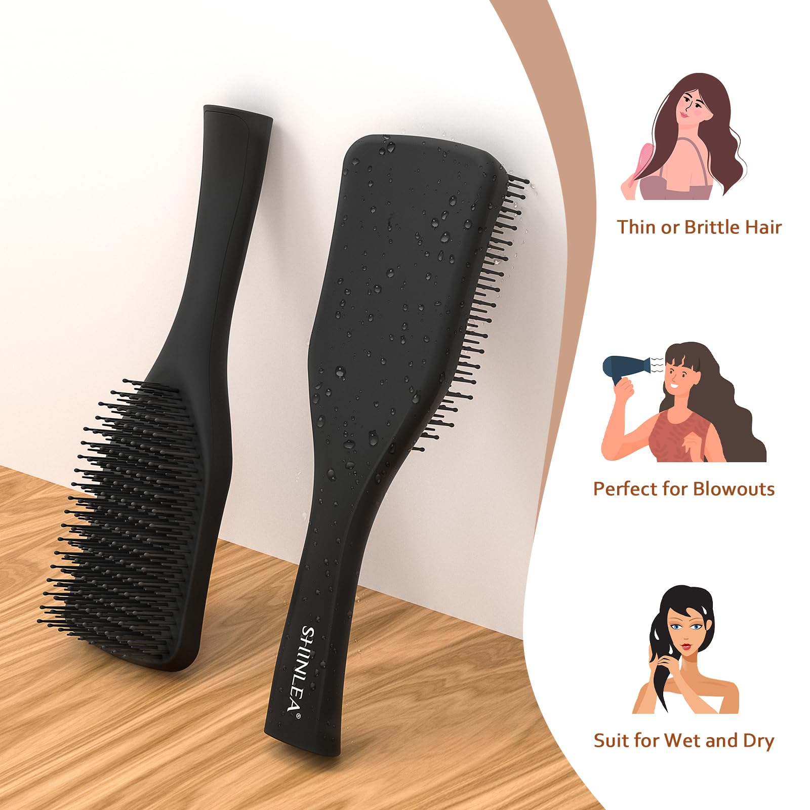 SHINLEA Ultimate Detangler Hair Brush for Wet/Dry Hair, Anti Breakage Tool 4
