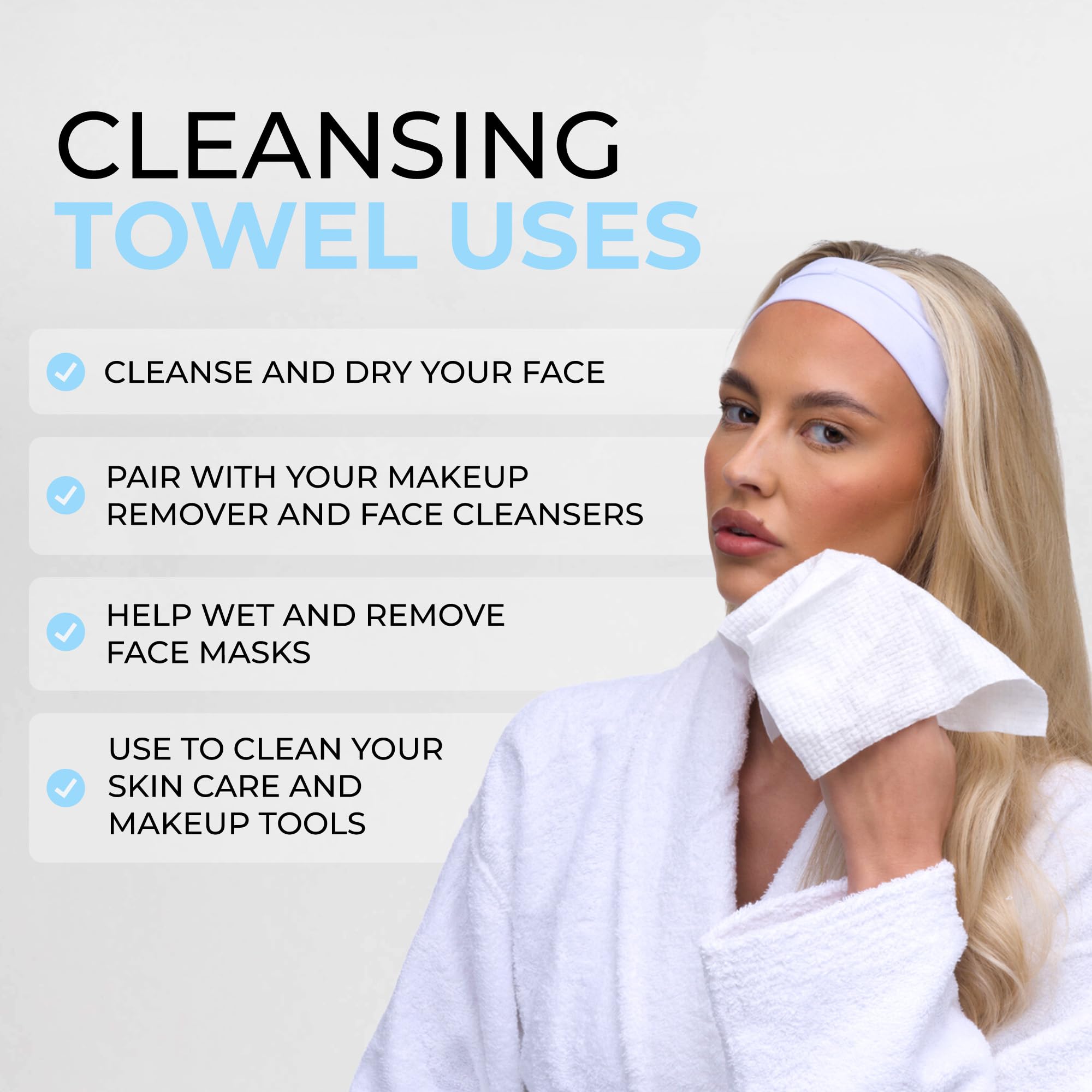 ISOCLEAN Disposable Soft Cotton Face Towels for Makeup Removal and Cleansing 4