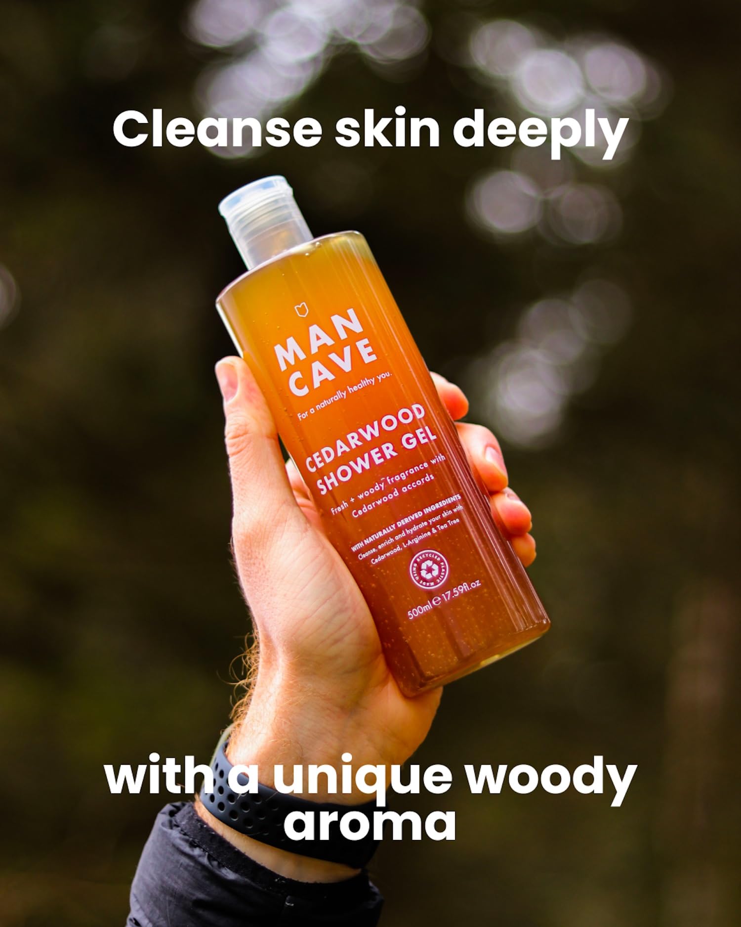 ManCave Cedarwood Shower Gel for Men - Deeply Cleansing & Vegan Friendly
