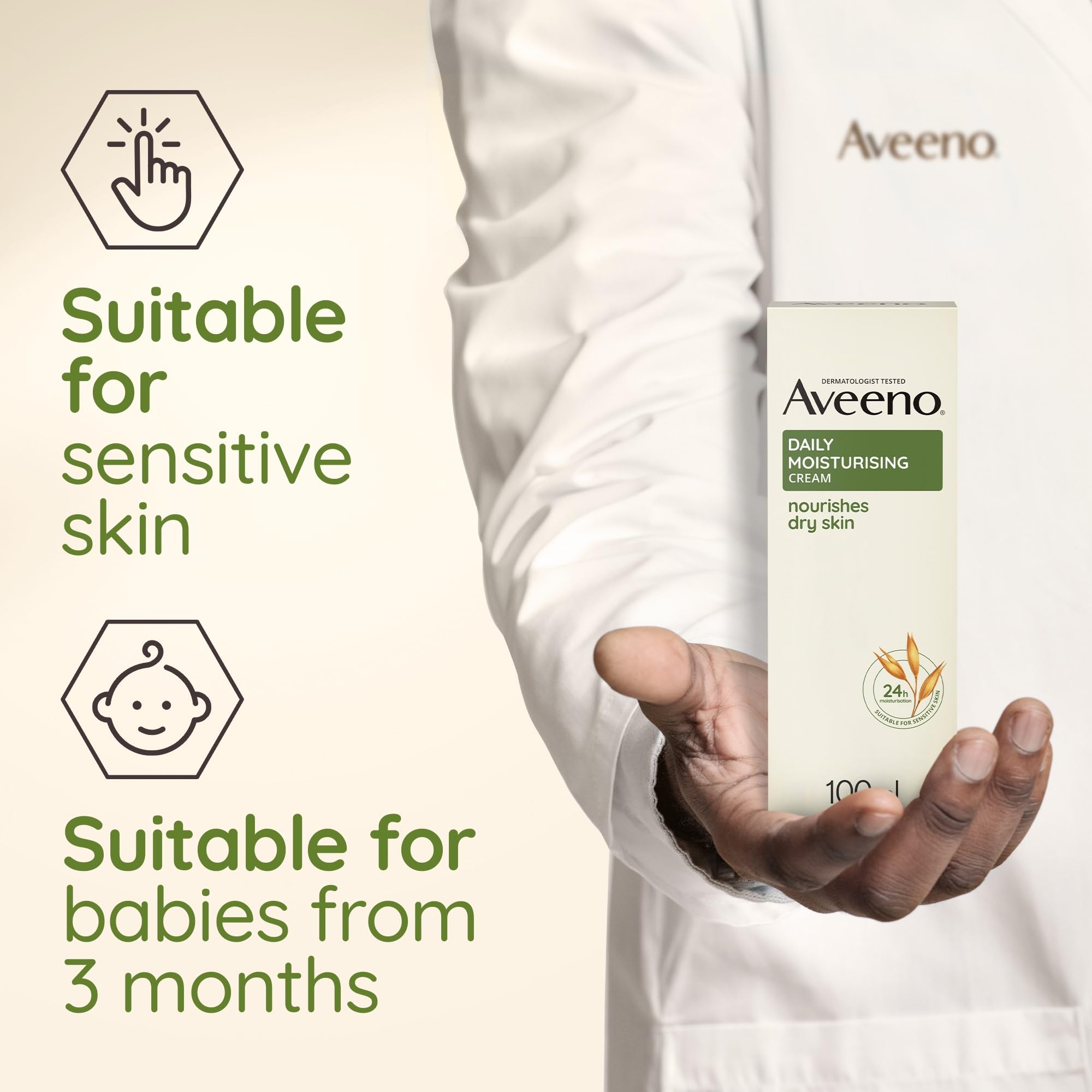 Aveeno Moisturising Cream 100ml: Nourishing Body Lotion with Colloidal Oatmeal for Dry Sensitive Skin 5