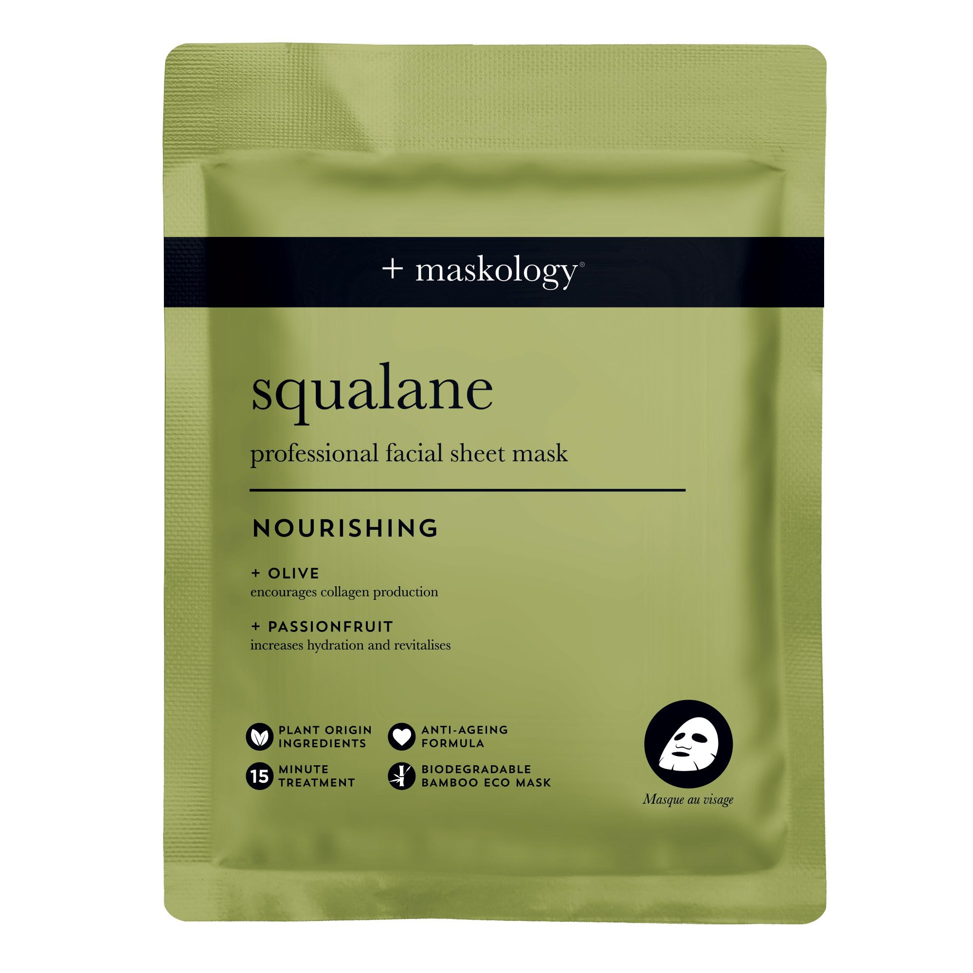 MASKOLOGY Squalane Professional Sheet Mask Pack of 1 | Hydrating Anti-Aging Face Mask