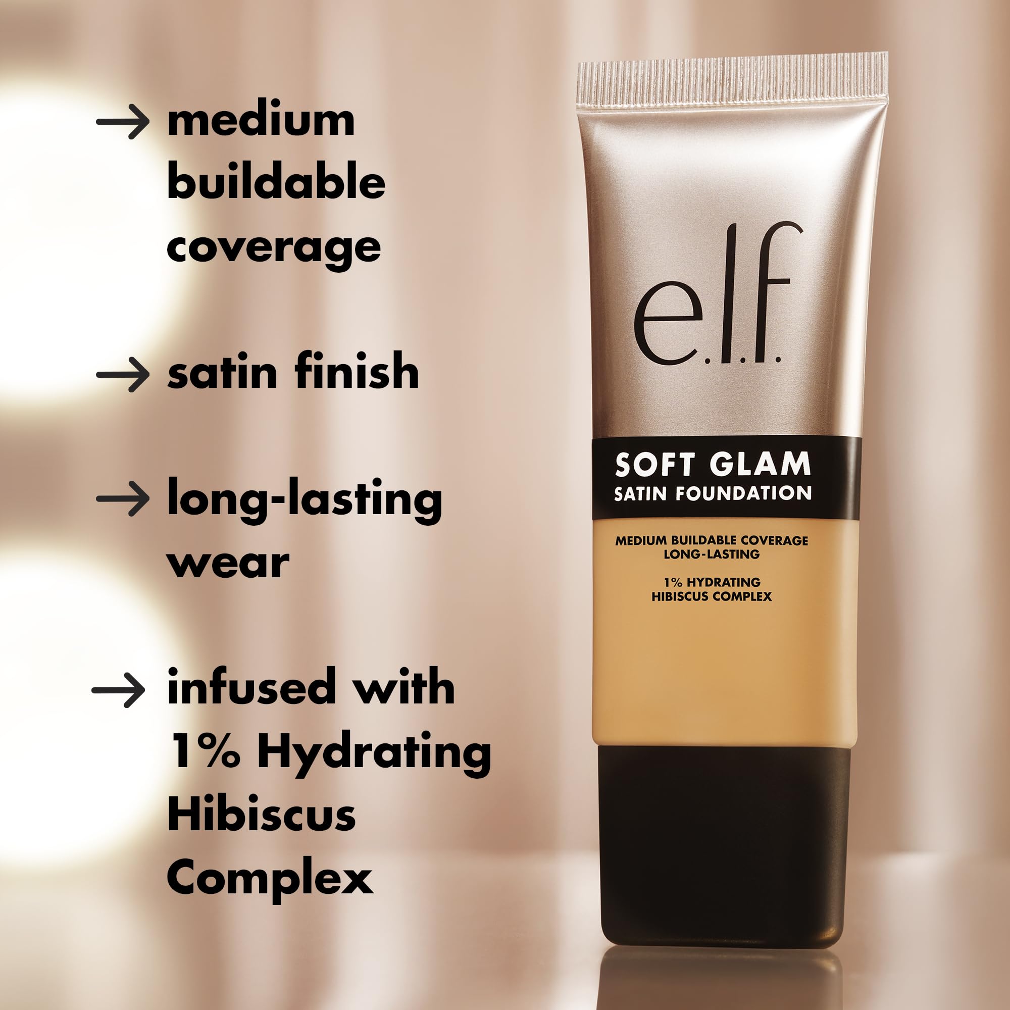 e.l.f. Soft Glam Satin Foundation - Medium Warm Coverage, Long-Lasting & Buildable 6