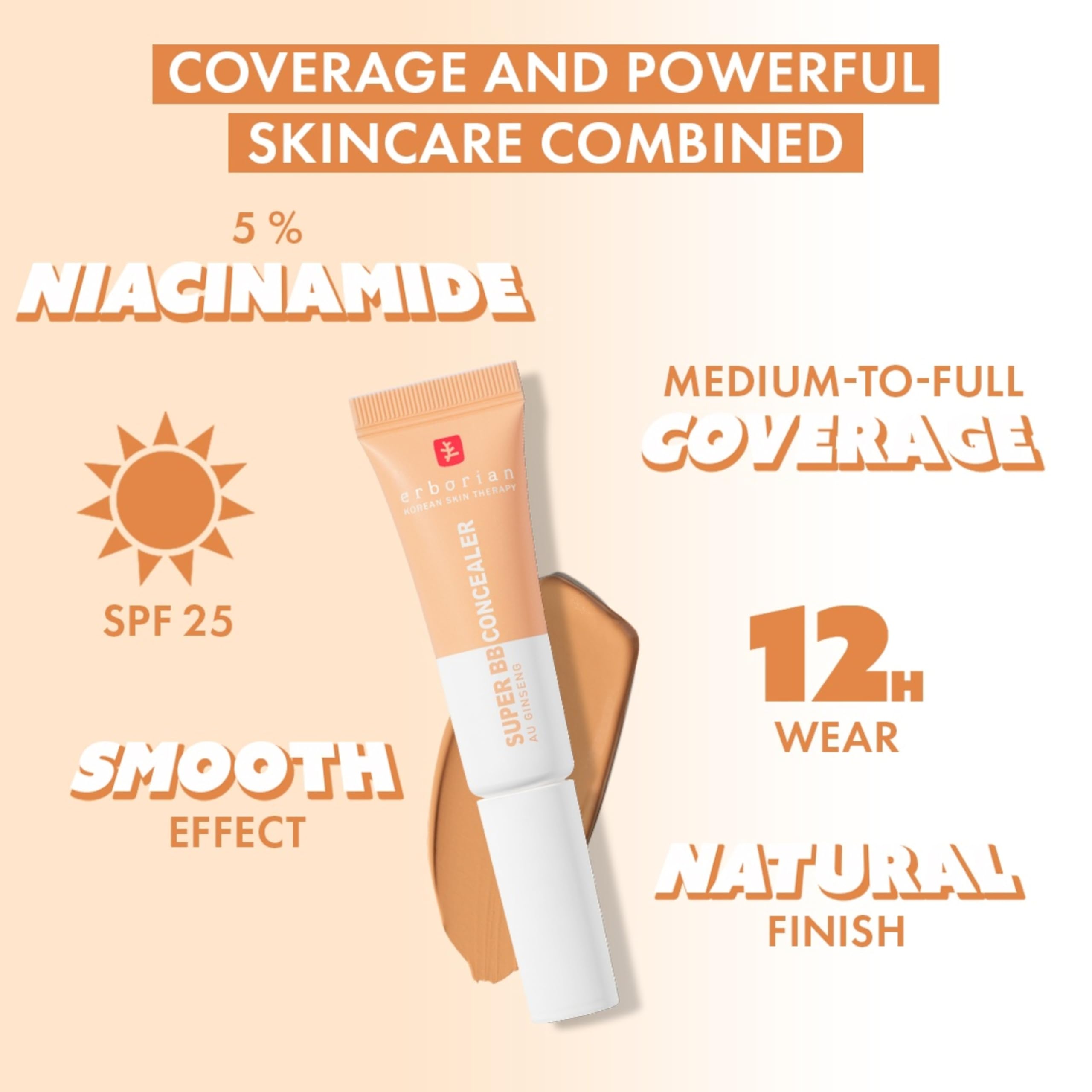 Erborian Super BB Concealer Nude: High Coverage, 12H Wear, Enriched with Niacinamide 4
