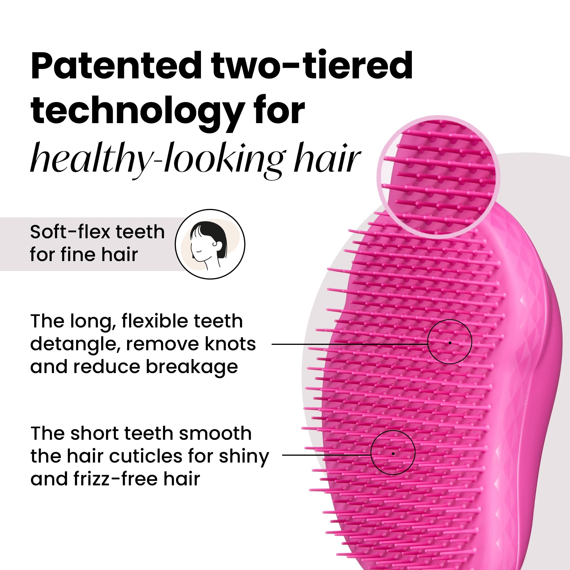 Tangle Teezer Fine & Fragile Detangling Hairbrush for Wet/Dry Hair - Berry Bright