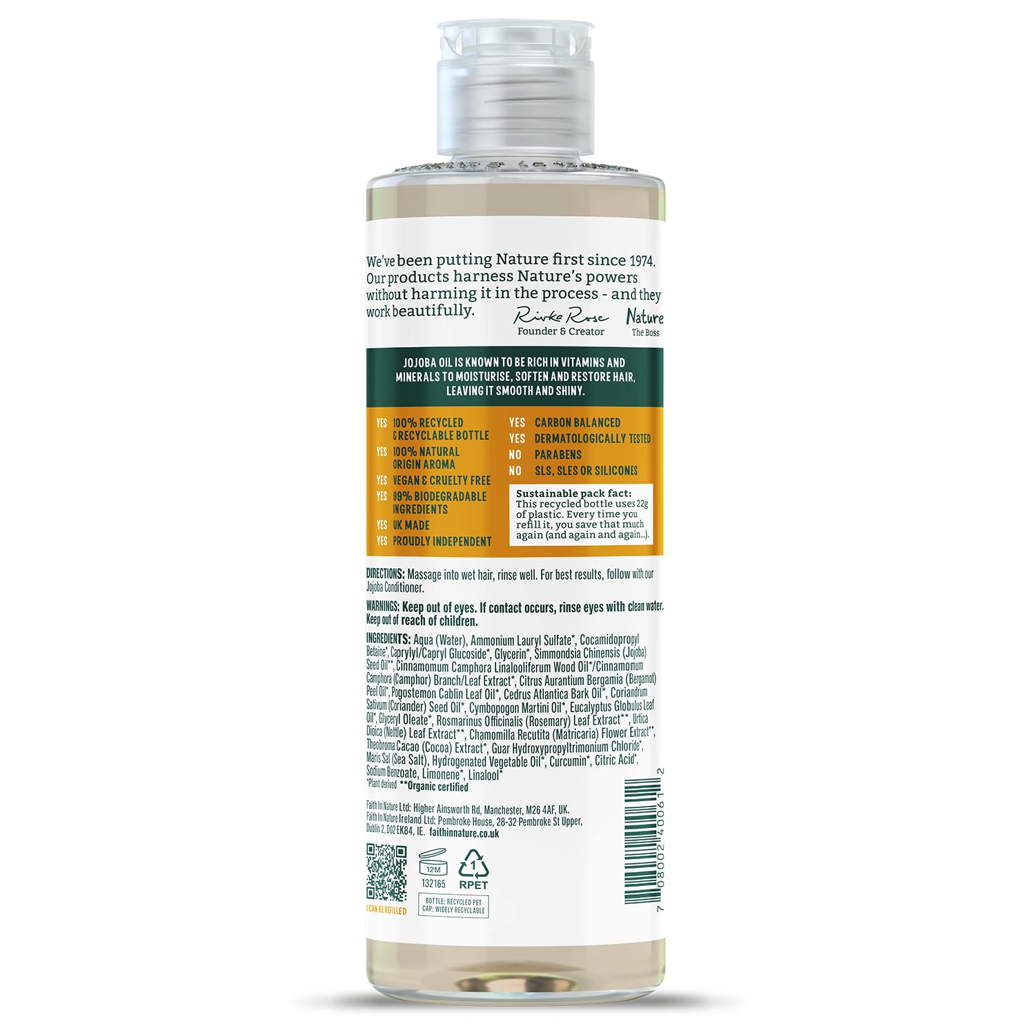 FAITH IN NATURE Jojoba Smoothing Shampoo for Dry Hair & Scalp, Vegan, 400ml