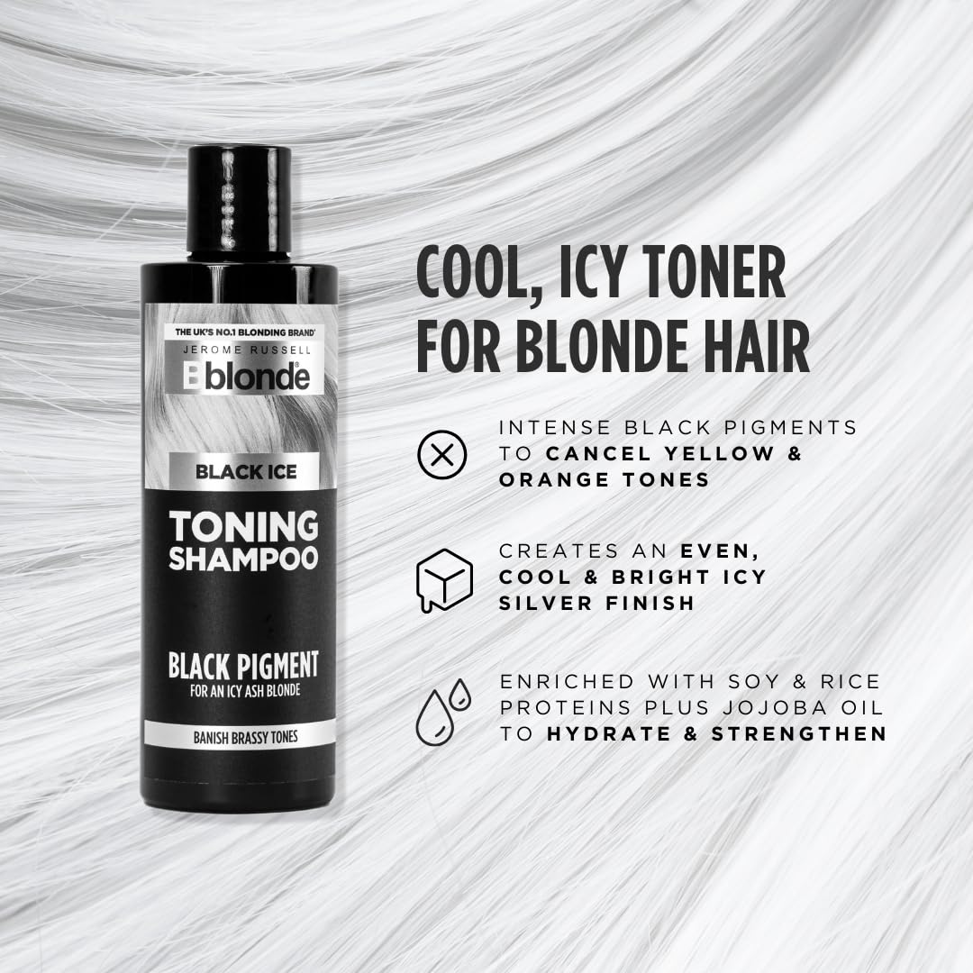 Jerome Russell Bblonde Black Ice Toning Shampoo | Kühlendes, eisiges Toner für helle