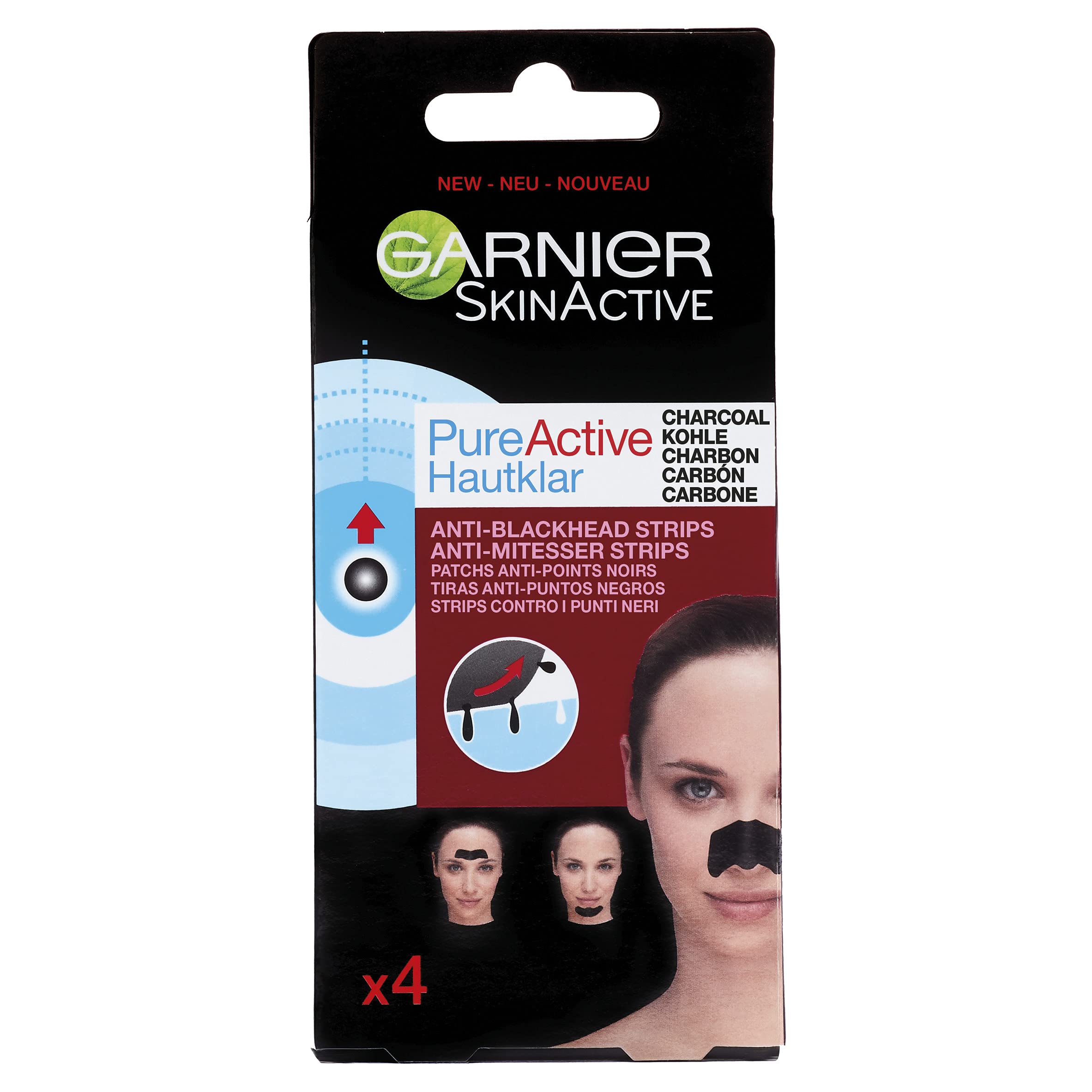 Garnier Pure Active Anti-Blackhead Charcoal Nose Strips - 4 Pack