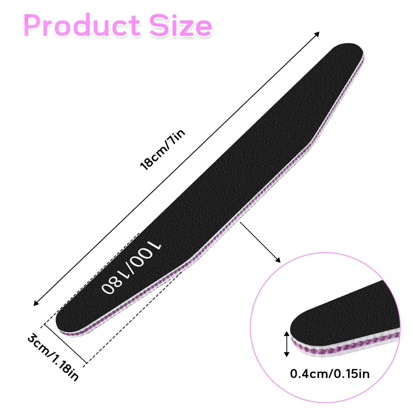 MOXYOY 10PCS Black Nail Files, 100/180 Grit Double-Sided Emery Boards for Professional Nail Shaping 7