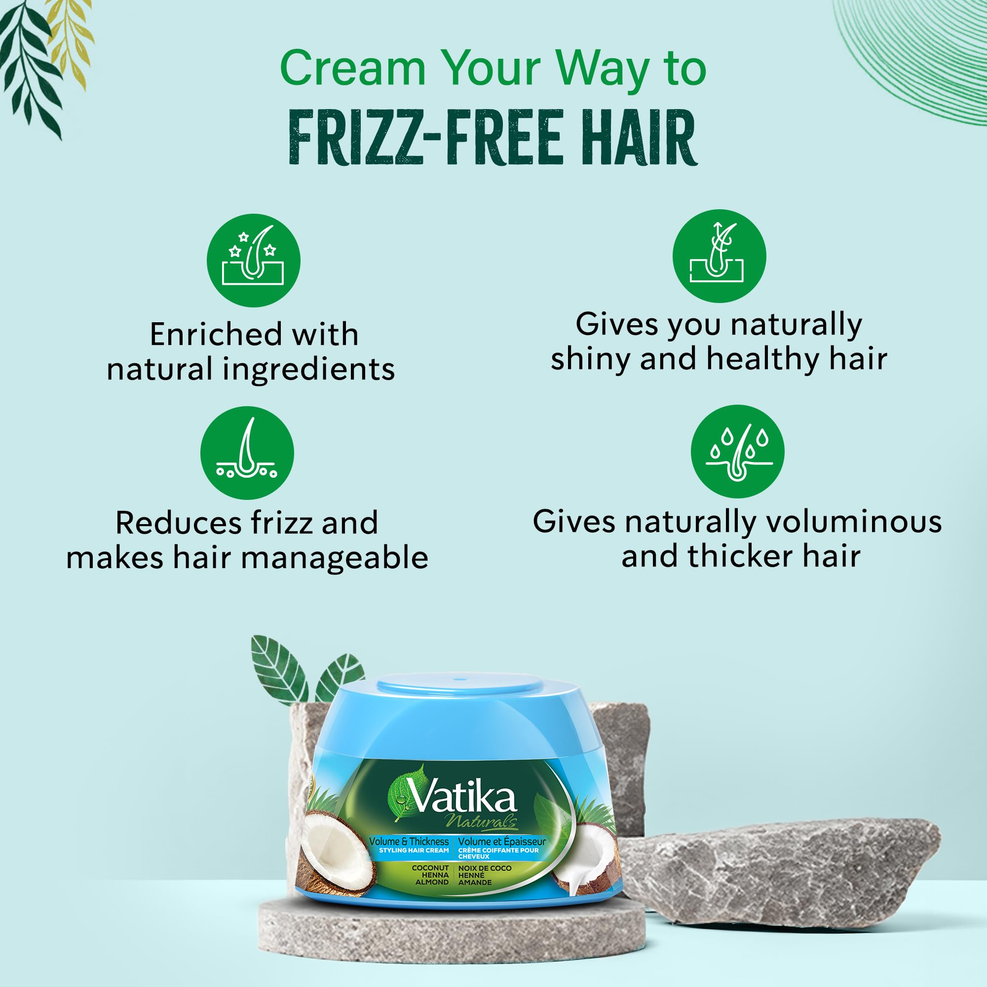 Vatika Naturals Hair Cream for Volume & Thickness 210ml with Coconut & Henna 3