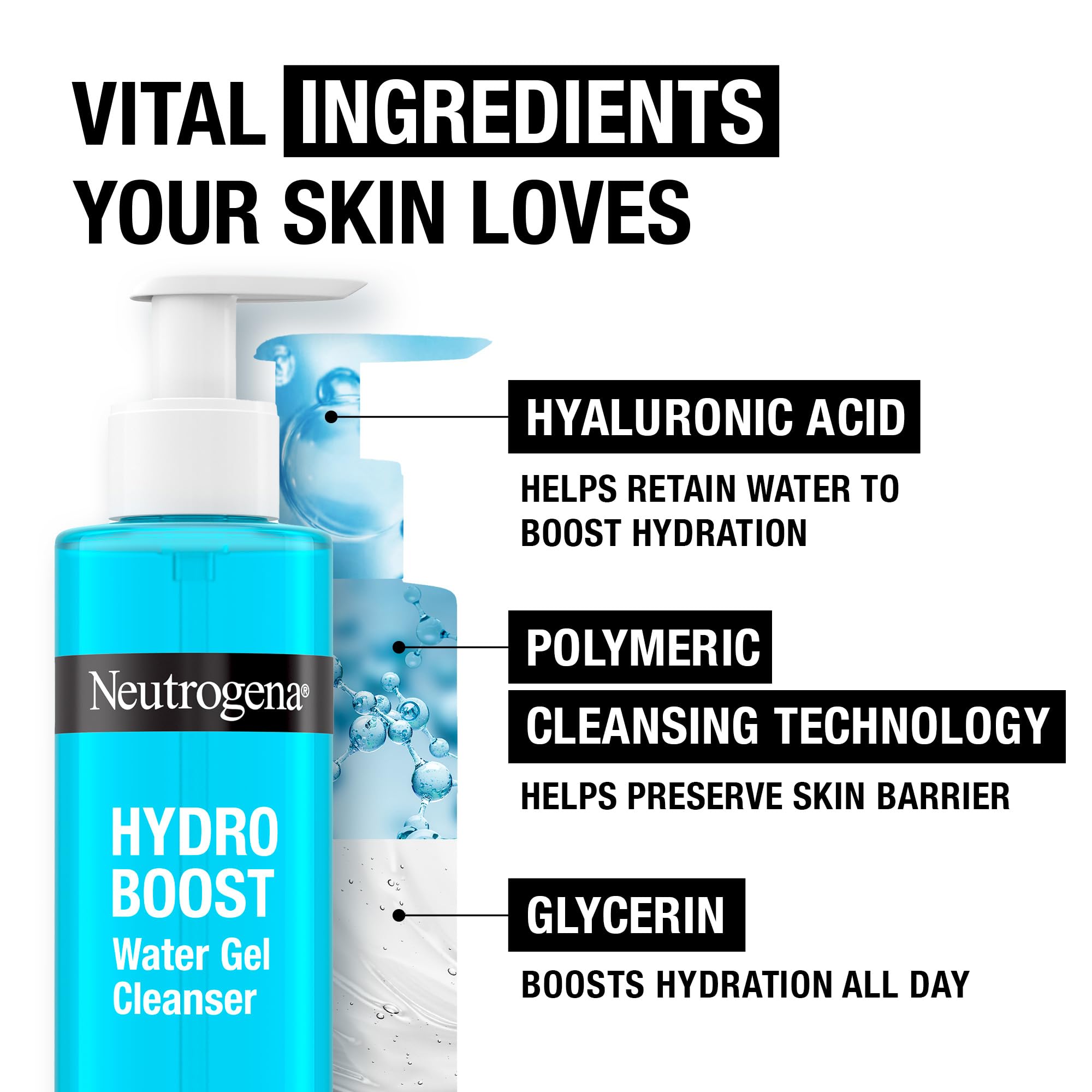 Neutrogena Hydro Boost Water Gel Face Cleanser, Fragrance-Free, 200ml 5