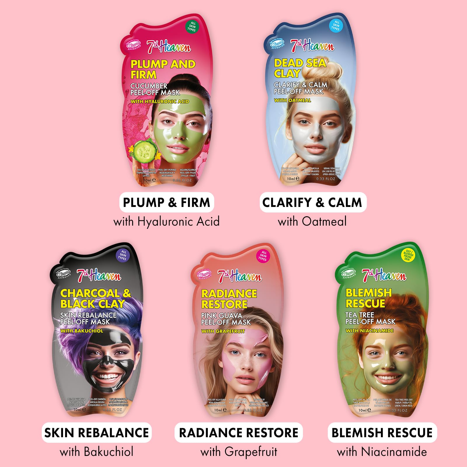 7th Heaven Perfect Peel Off Face Mask Gift Set in Tin with 9 Cleansing & Hydrating Masks 3