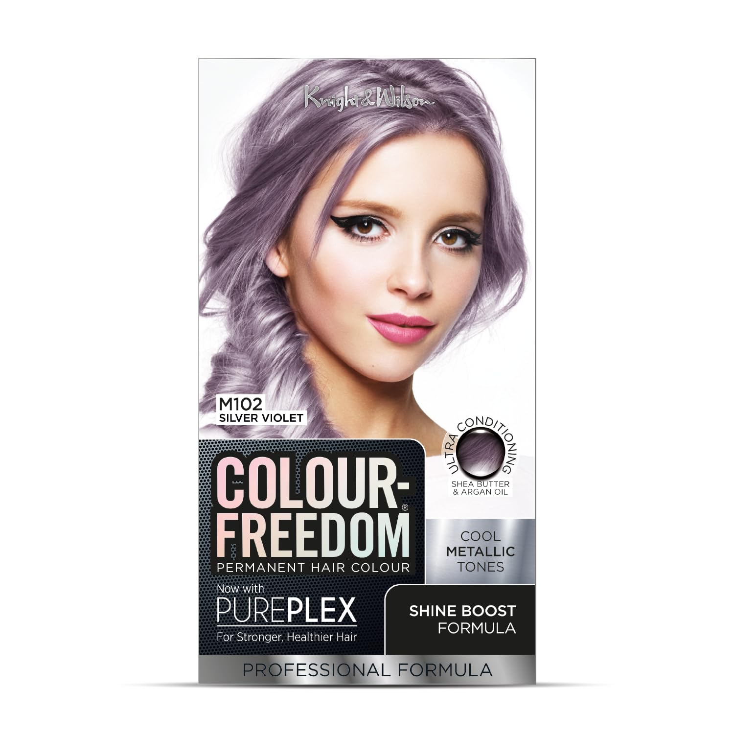 Knight & Wilson Colour Freedom Metallic Silver Violet Permanent Hair Dye with PurePlex