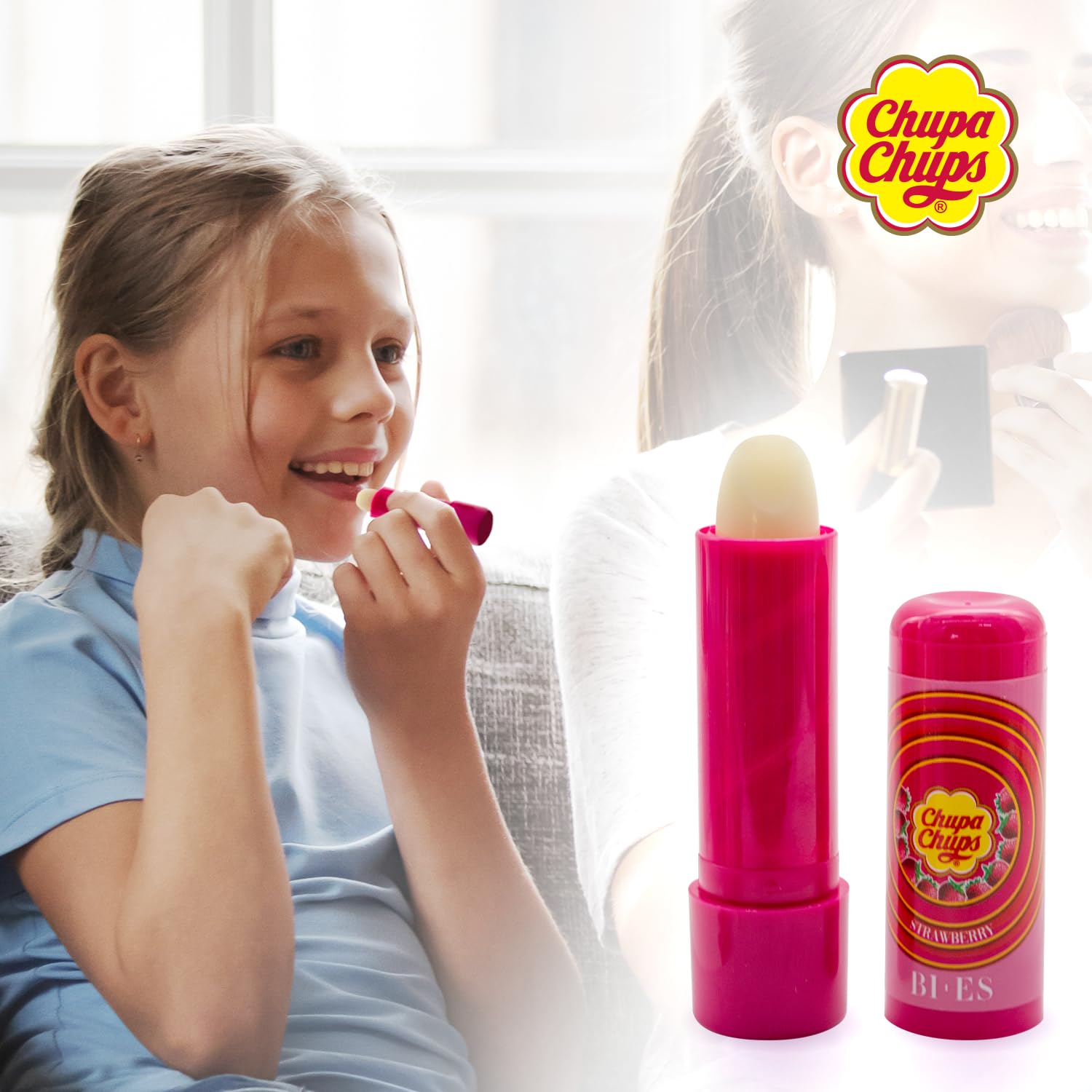 Uroda Chupa Chups Lippenbalsam mit Erdbeergeschmack, natürlich und vegan, feuchtigkeitsspendend (4 g) 5