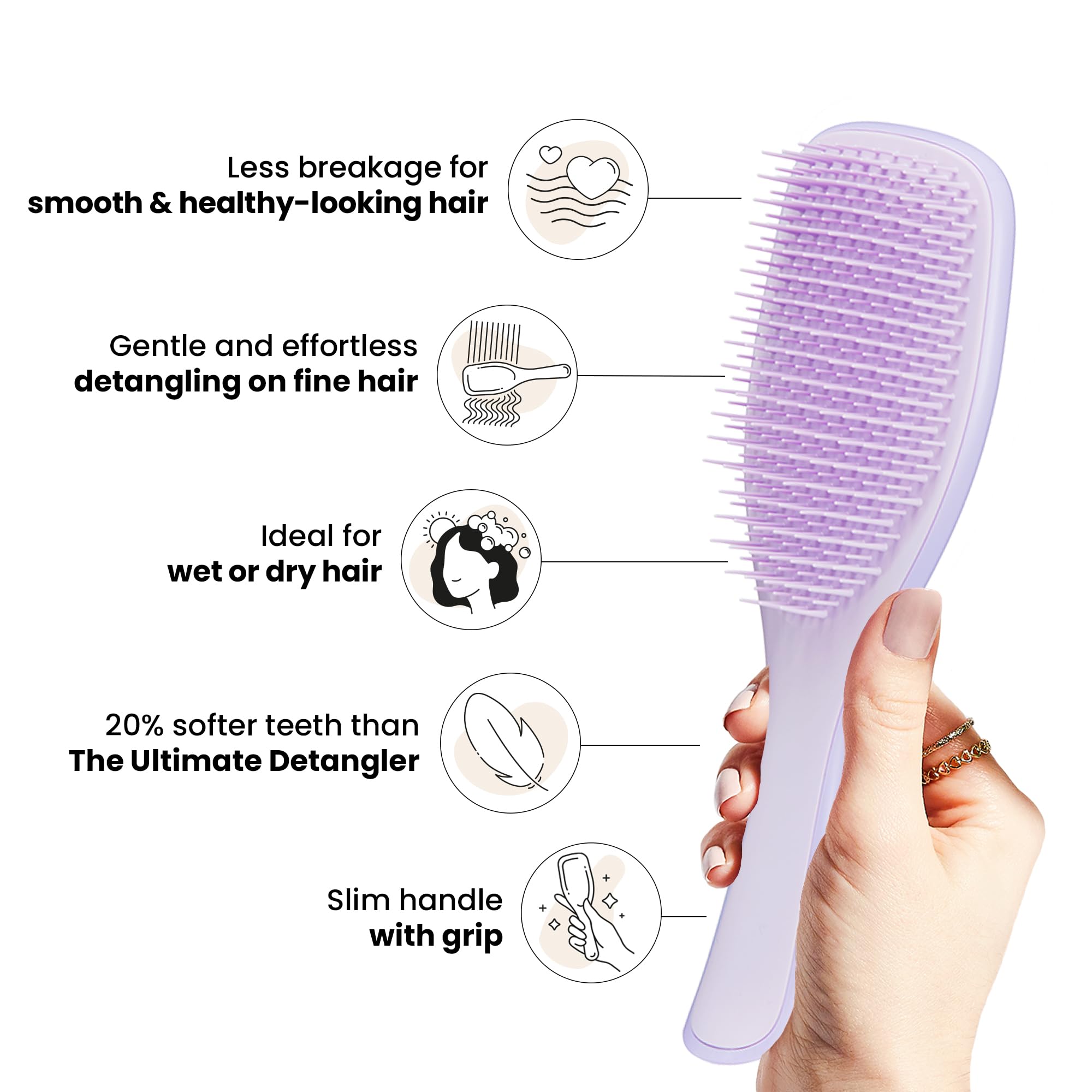 Tangle Teezer Fine and Fragile Ultimate Detangler Haarbürste für coloriertes, feines und dünnes Haar – Zweistufige, weiche Flex-Zinken reduzieren Haarbruch und Ziepen – Sanft zu empfindlichem Haar – Hypnotic Heather 4