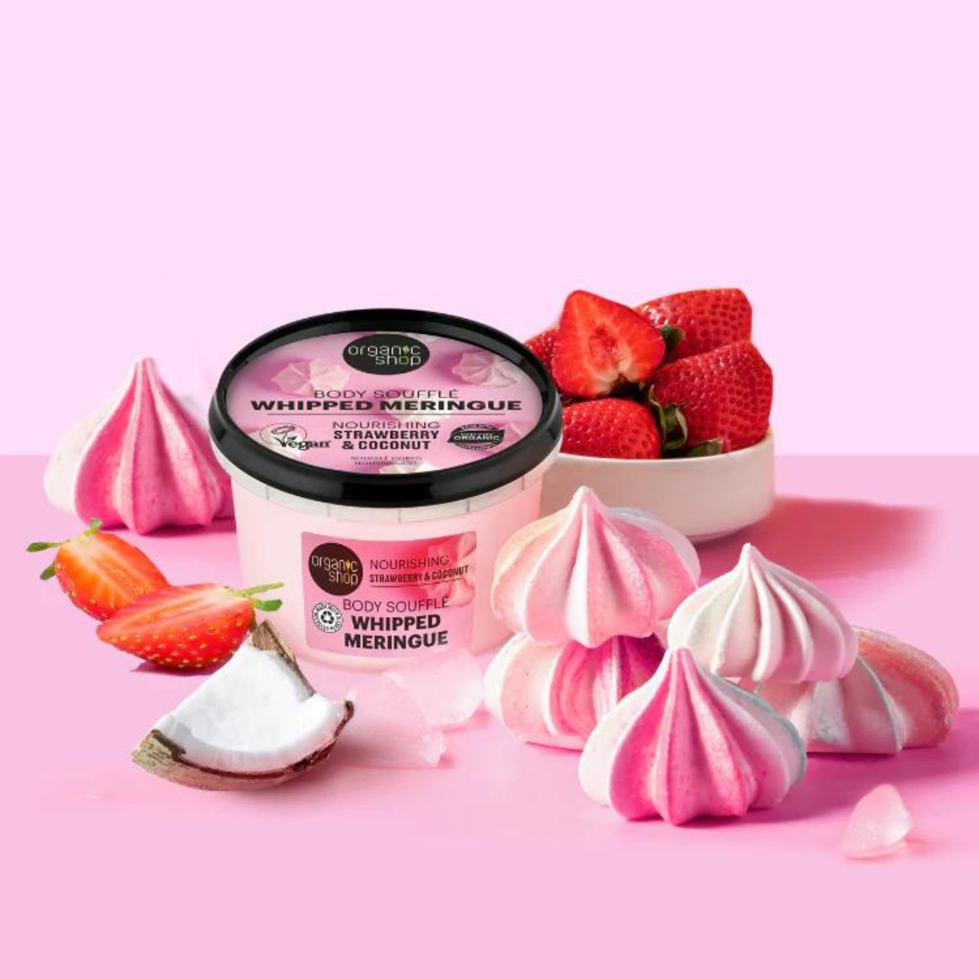 Organic Shop Body Souffle Whipped Meringue Nourishing Strawberry & Coconut, 250 ml 4