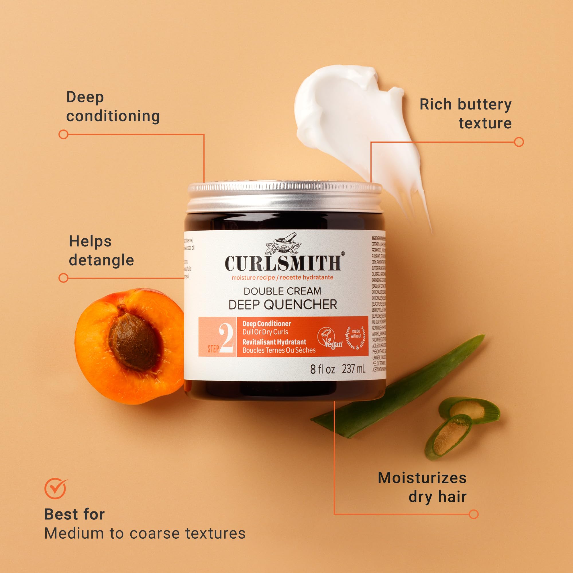 CURLSMITH Double Cream Deep Quencher Vegan Moisturising Deep Conditioner for Dry Hair 3