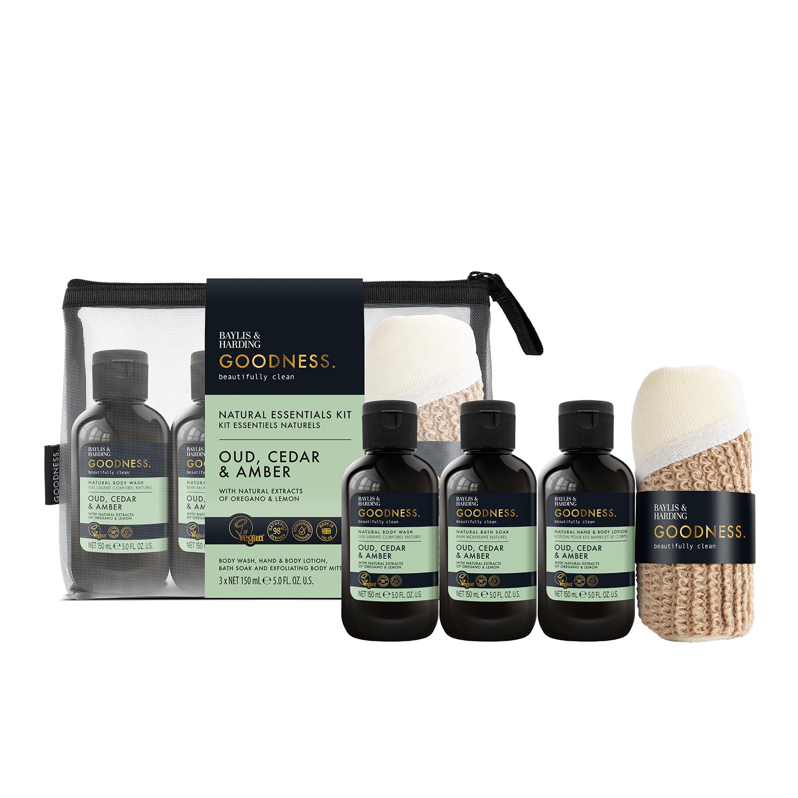 Baylis & Harding Goodness Oud, Cedar & Amber Essentials Gift Set - Vegan
