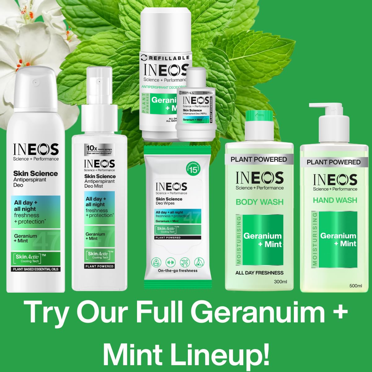 INEOS Skin Science Hand Wash with Provitamin B5, Geranium + Mint, 500ml