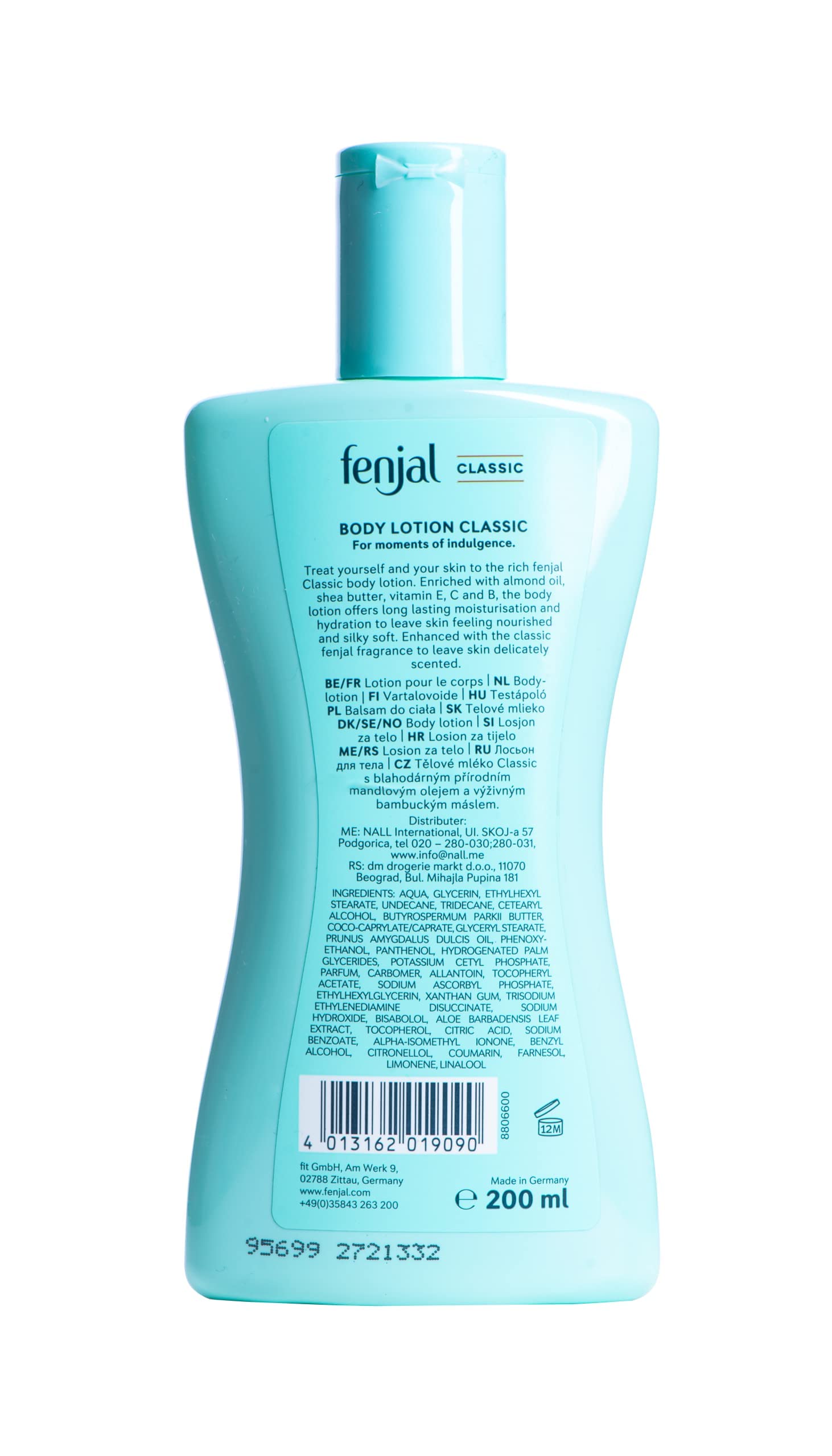Fenjal Classic Luxury Feuchtigkeitsspendende Körperlotion, Langanhaltende Feuchtigkeitspflege, Mandel, 200 ml