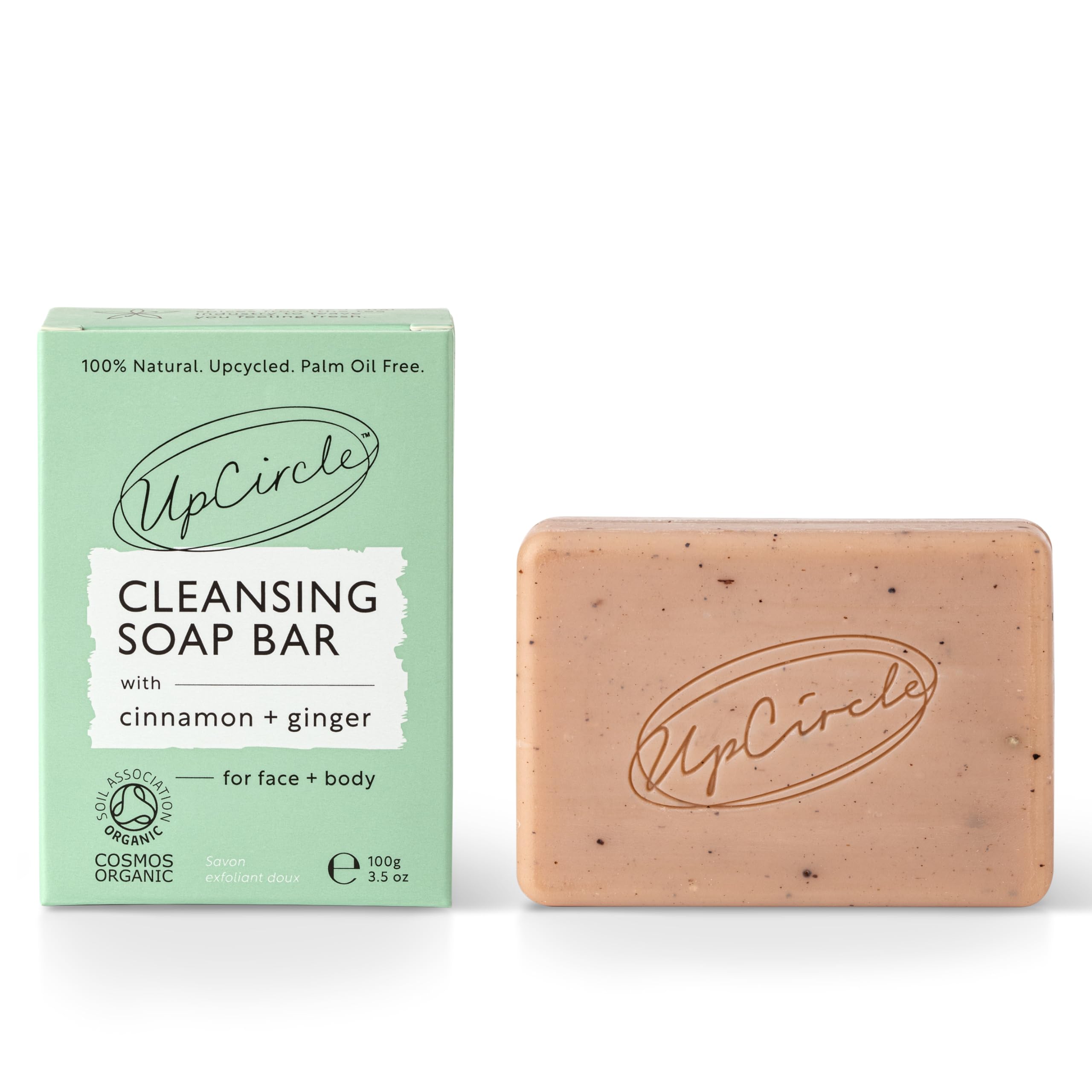 UpCircle Organic Vegan Chai Soap Bar 100g with Pink Clay & Ginger for Redness