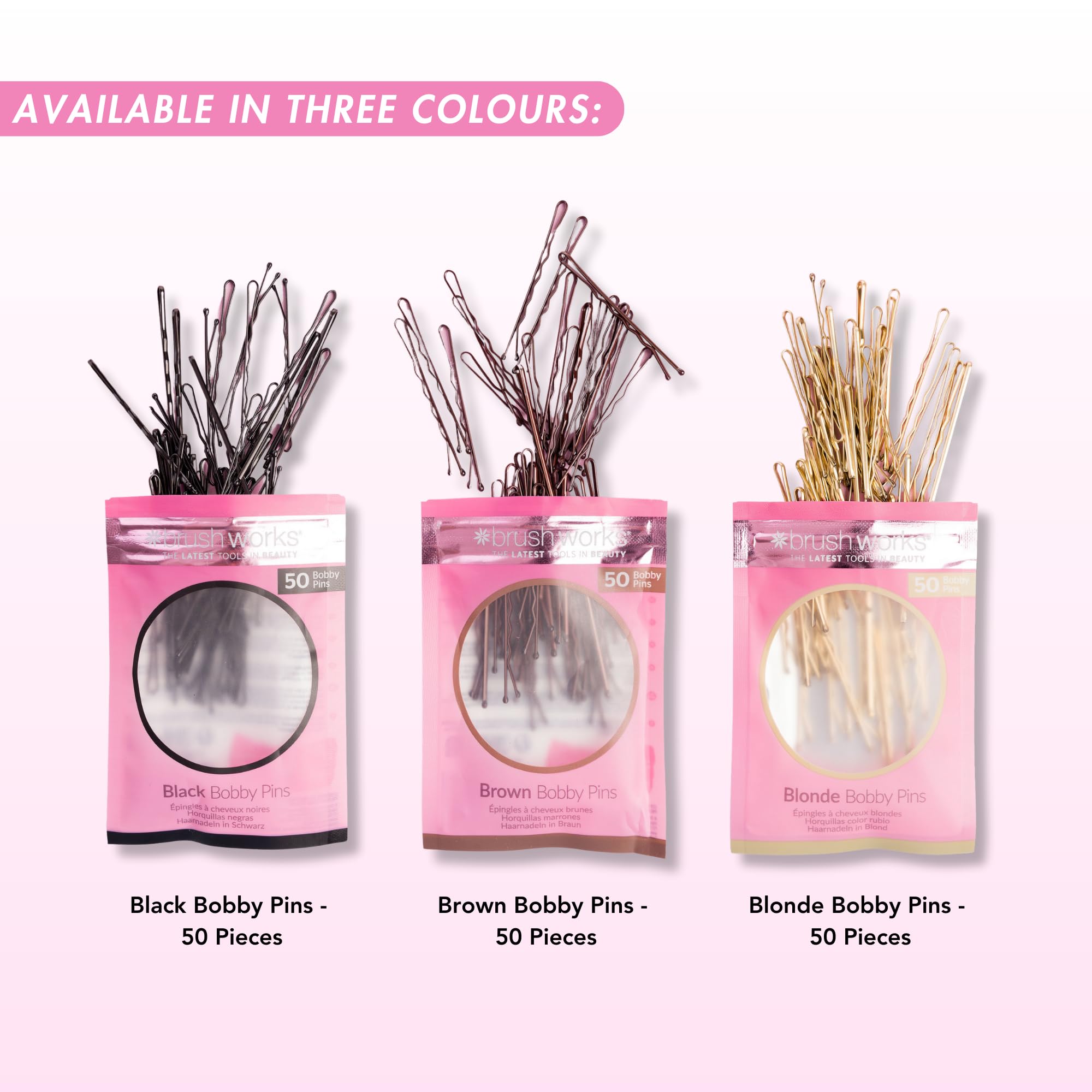 Brushworks Blonde Bobby Pins 50-Pack - Secure Hold Hair Pins for Updos and Flyaways 4