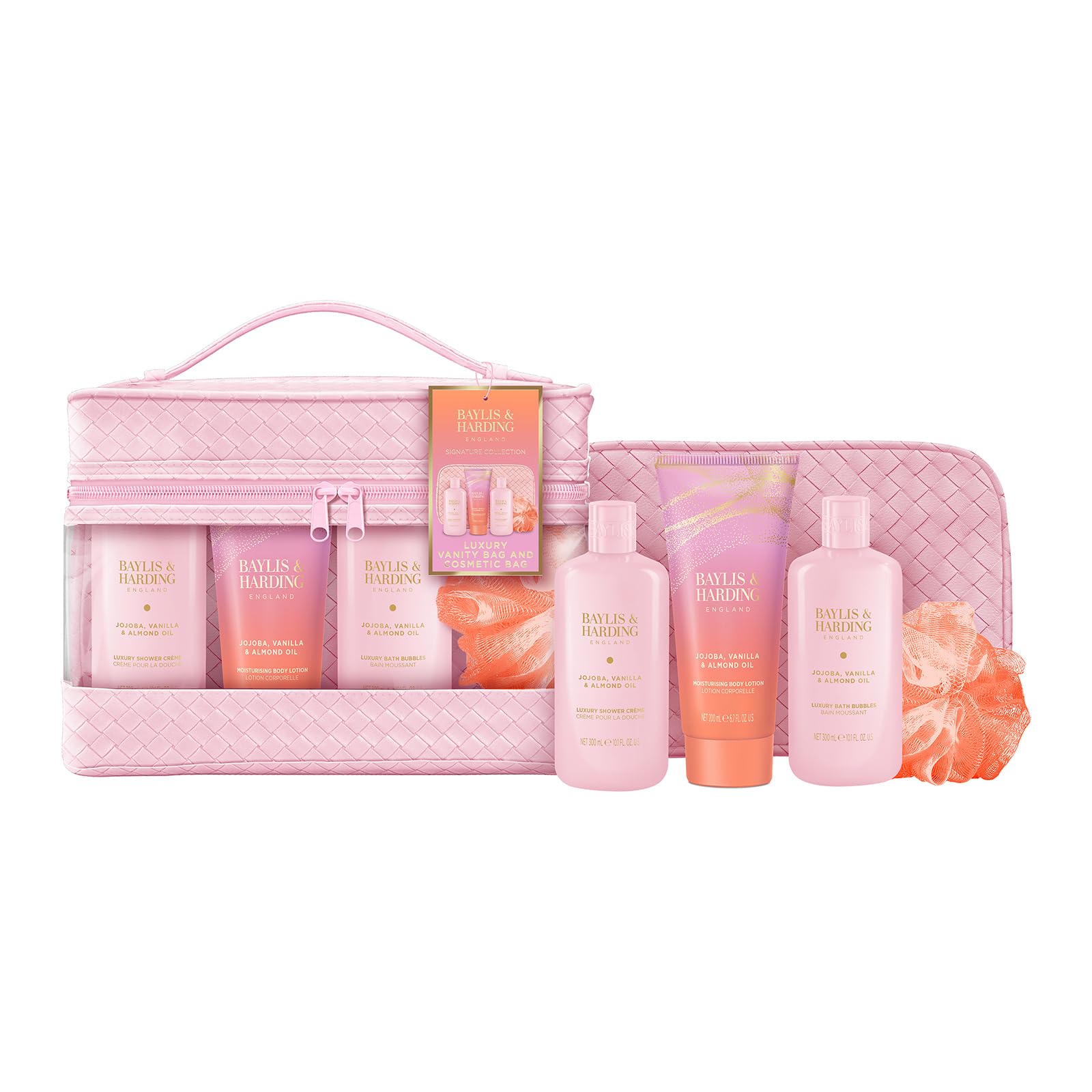 Baylis & Harding Jojoba, Vanilla & Almond Oil Luxury Vanity Bag Gift Set - Vegan