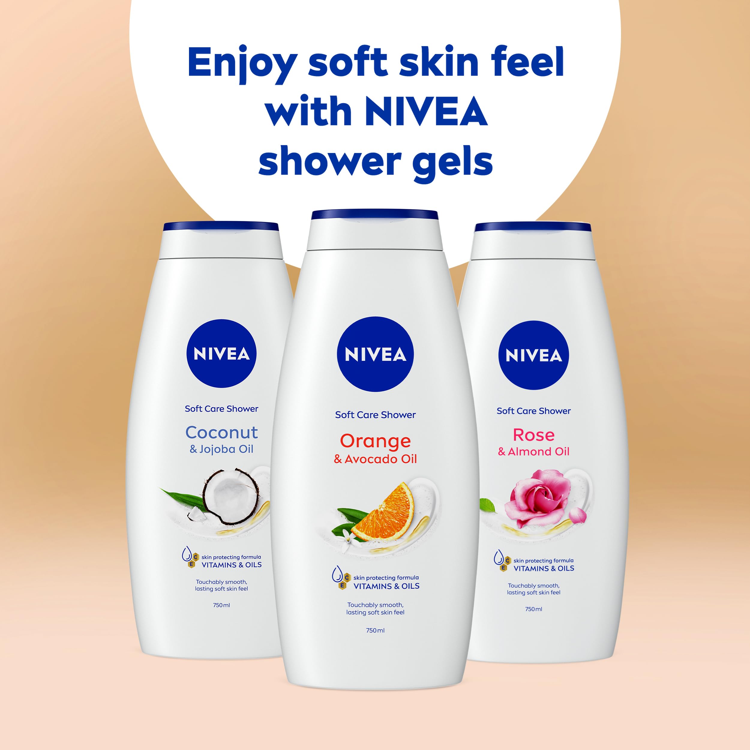 NIVEA Orange & Avocado Oil Shower Cream, Moisturising Body Wash with Vitamin C & E (750ml) 6