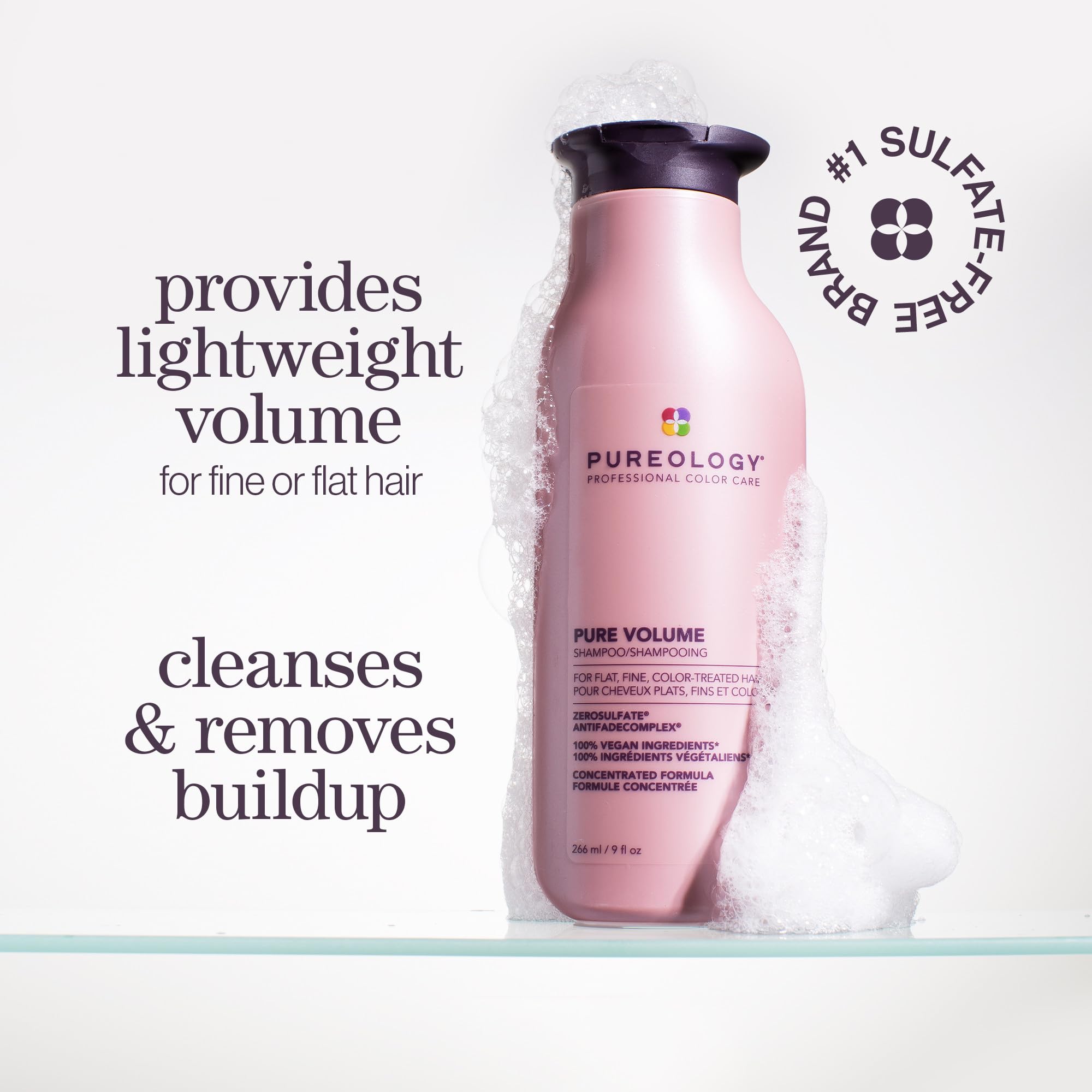 PUREOLOGY Pure Volume Shampoo for Fine, Flat, Color-Treated Hair