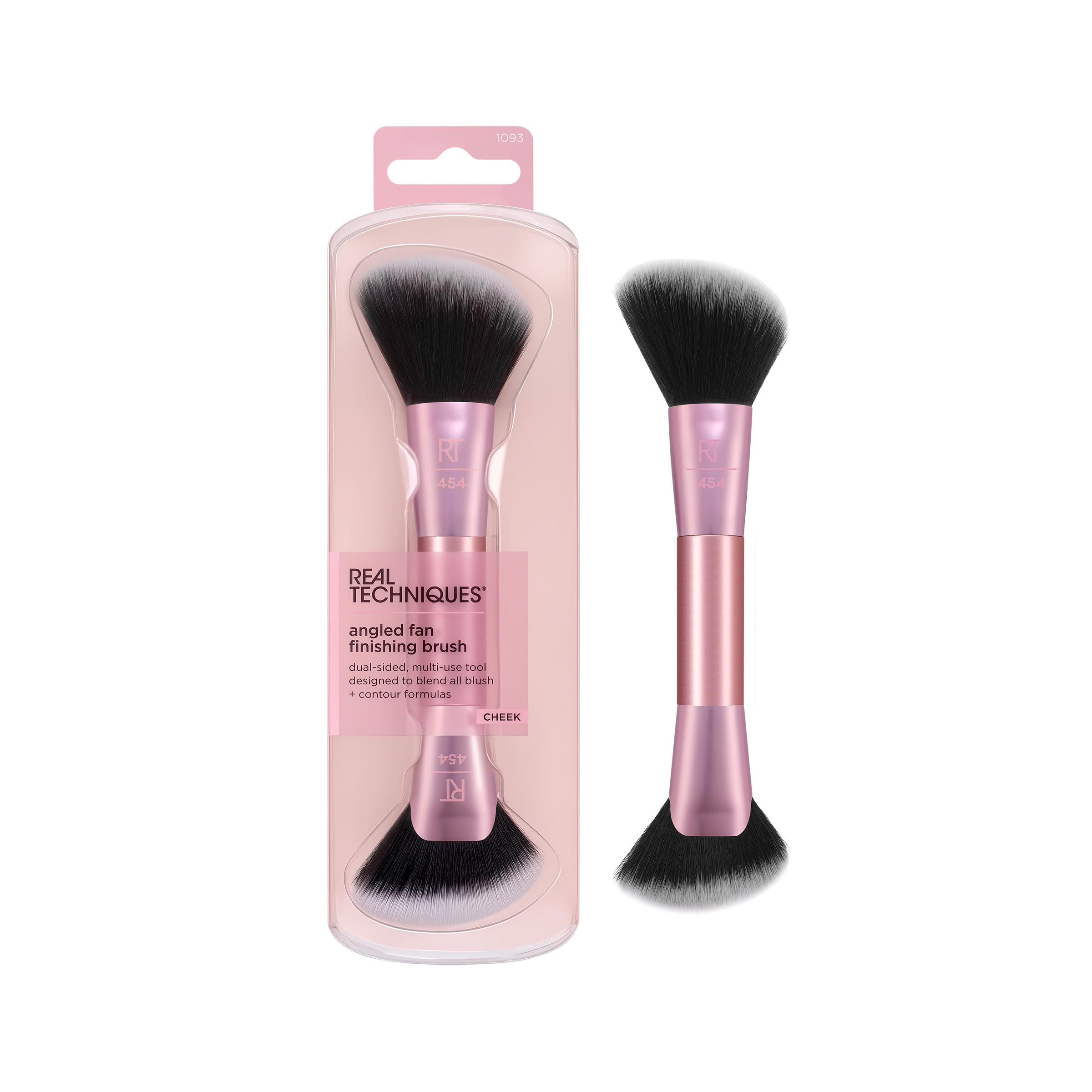 REAL TECHNIQUES Angled Fan Finishing Brush - Dual-Sided Sculpting & Blending Makeup Tool