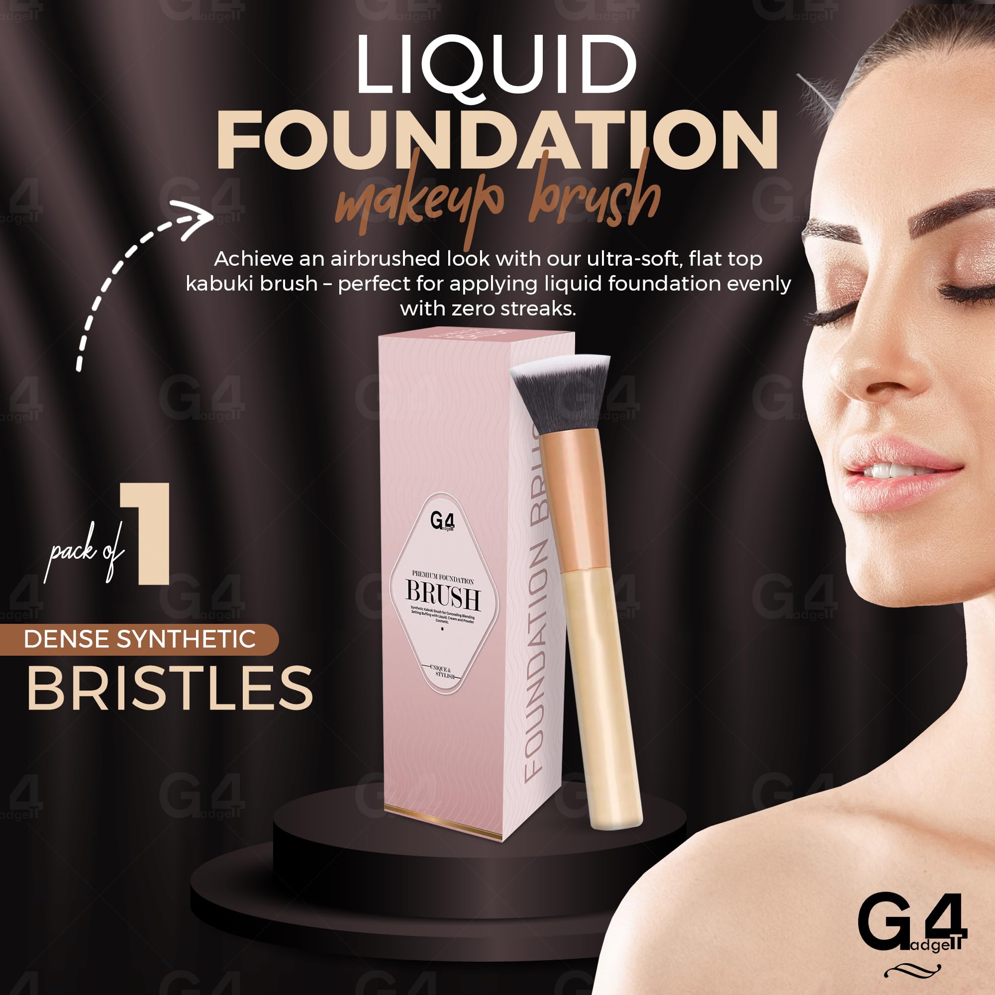 G4GADGET Flat Top Kabuki Liquid Foundation Makeup Brush for Flawless Blending