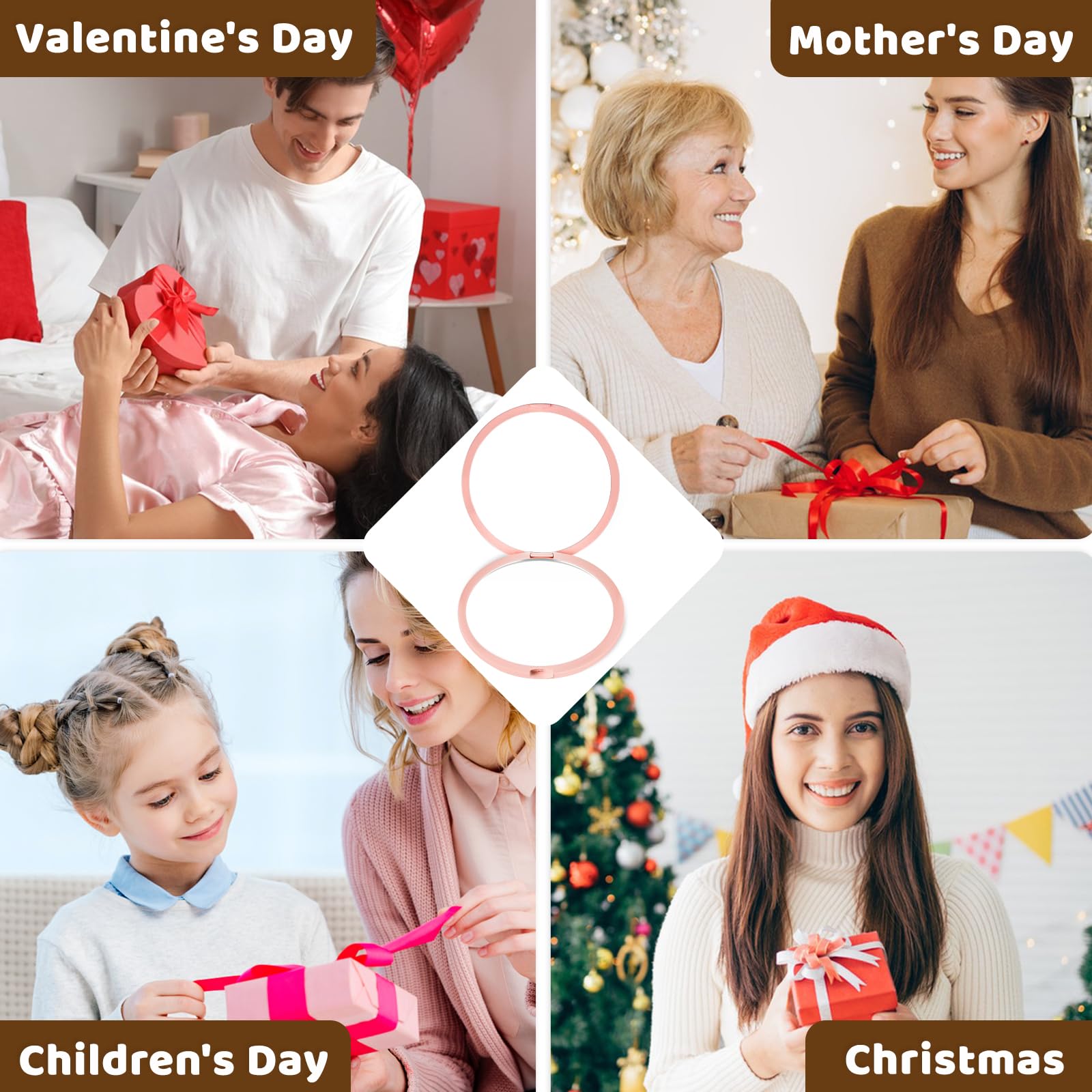 MOXYOY Compact Travel Makeup Mirror with 1X/3X Double-Sided Magnification, Pink 7