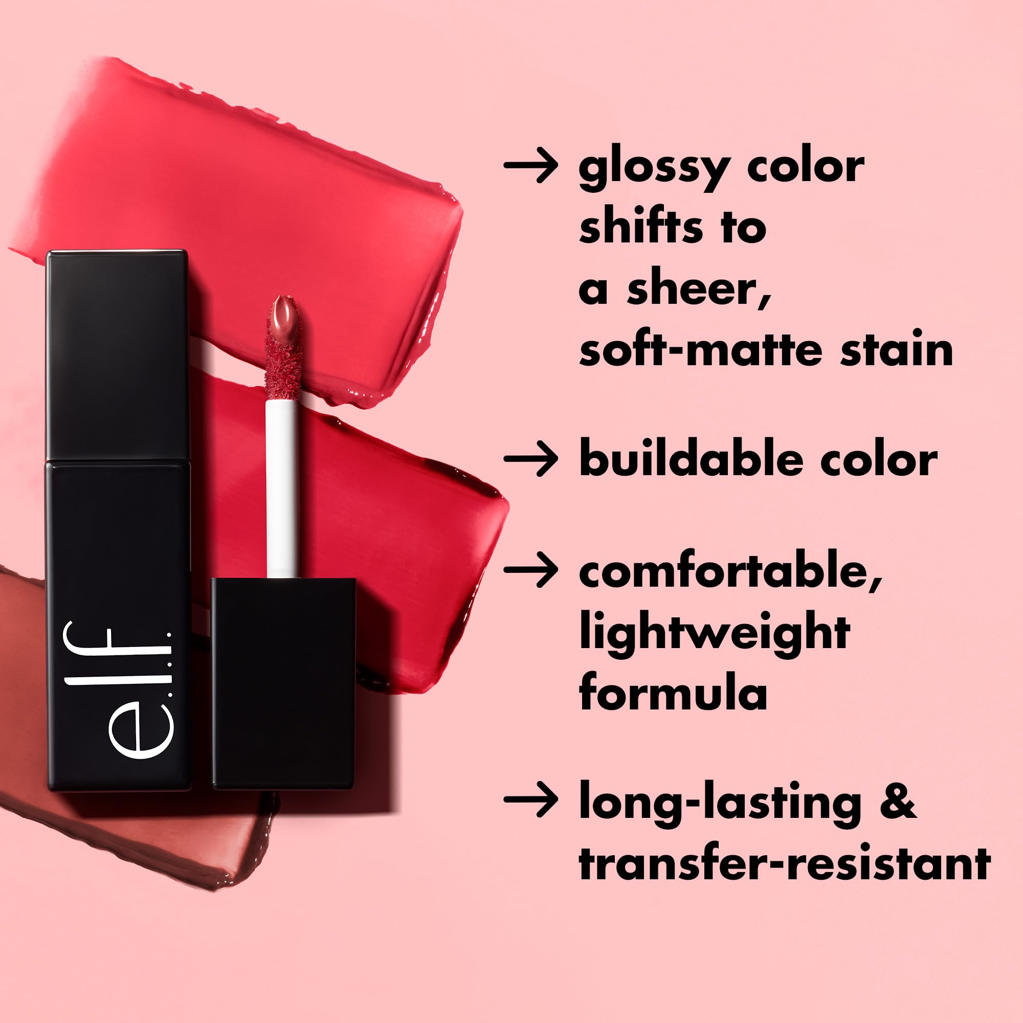 e.l.f. Glossy Lip Stain in Rosa Rizzin' - Long-Lasting, Lightweight Sheer Colour & Gloss 3