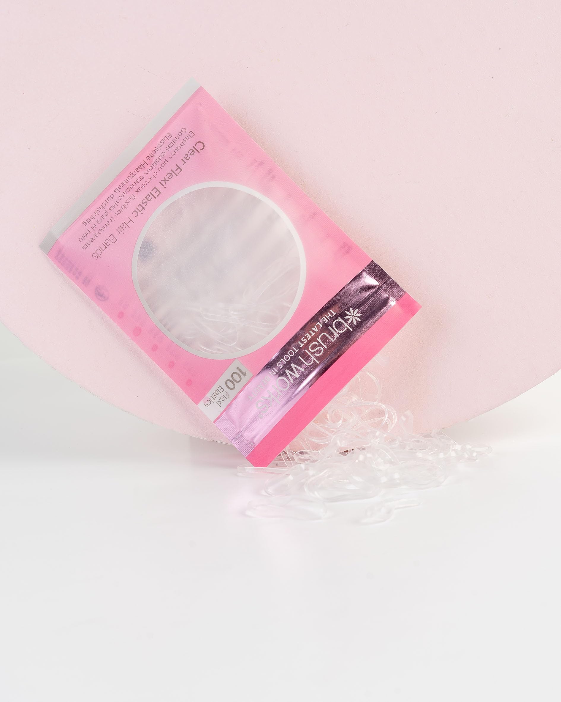 Brushworks 100-Pack Clear Flexi Elastic Hair Bands - Ultra-Thin Stretch Ties for All Hair Types 5