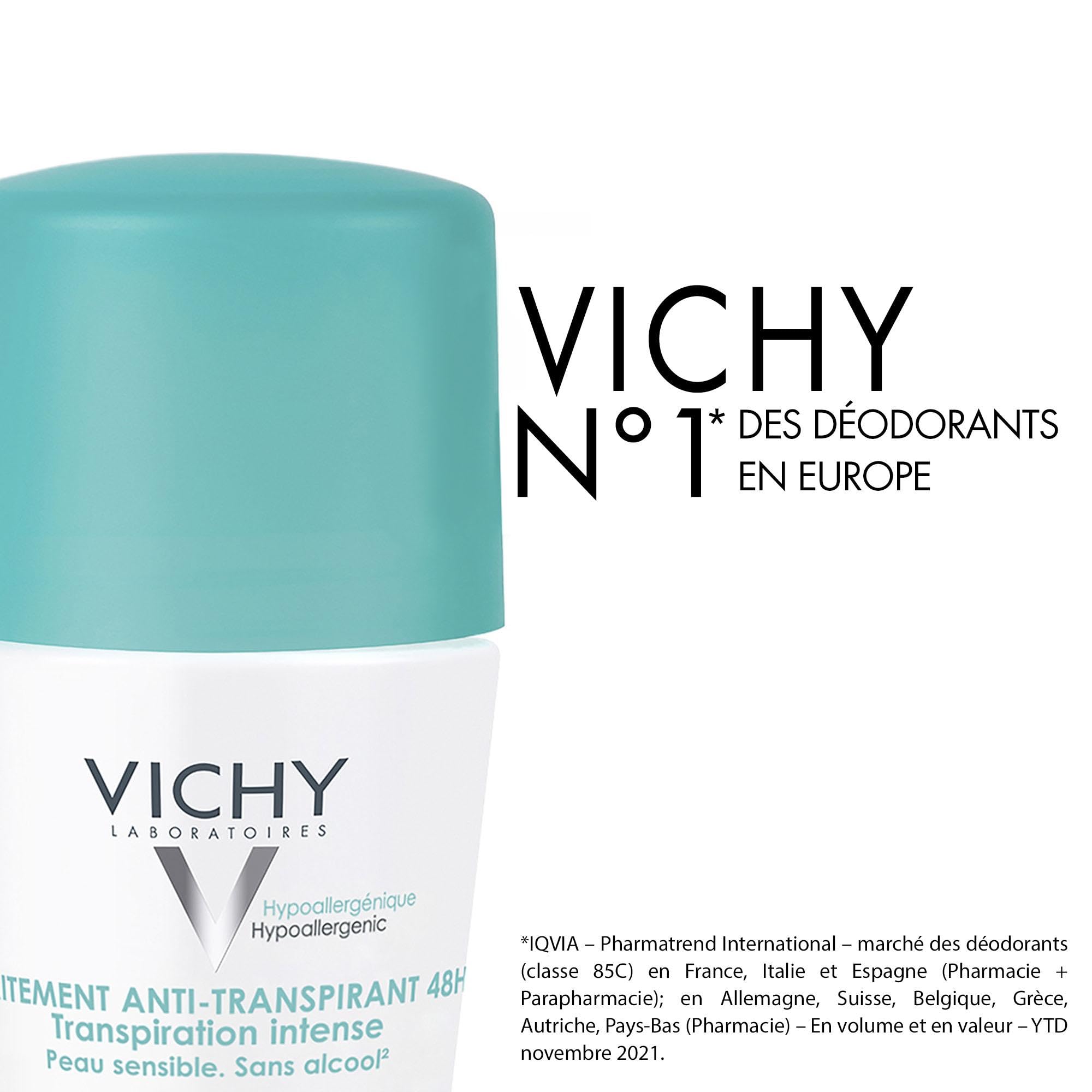 Vichy 48 Hour 'No-Trace' Anti-Perspirant Deodorant Roll On 50ml with Fresh Scent