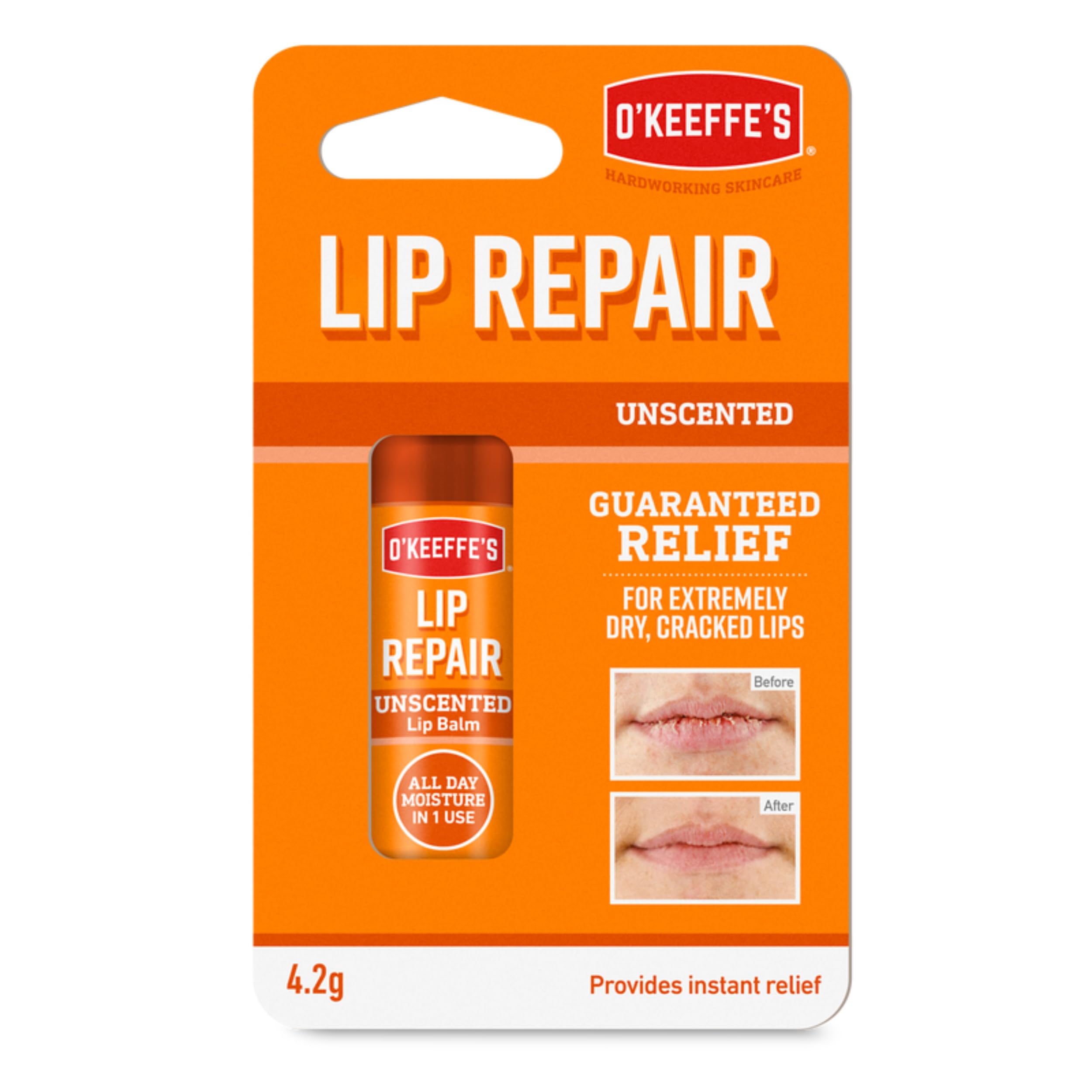 O'Keeffe's Lip Repair Unscented Lip Balm for Extremely Dry, Cracked Lips, 4.2g
