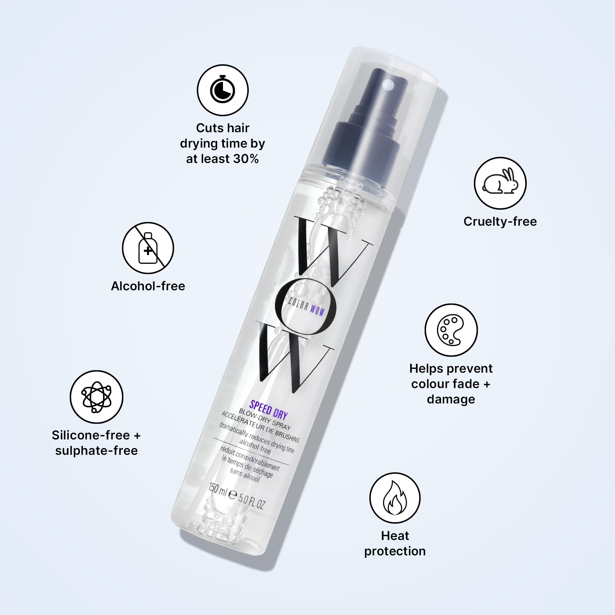 COLOR WOW Speed Dry Blow Dry Spray for Quick Hair Drying with Heat Protection