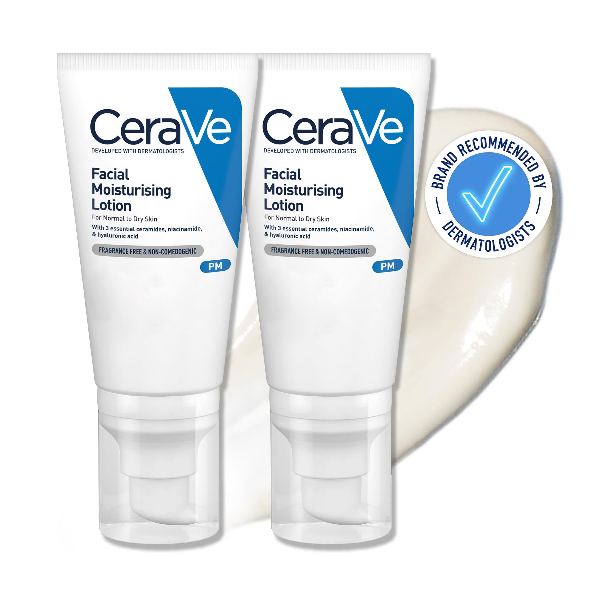 CeraVe PM Tägliche Gesichtscreme-Duo für normale bis trockene Haut, 52 ml