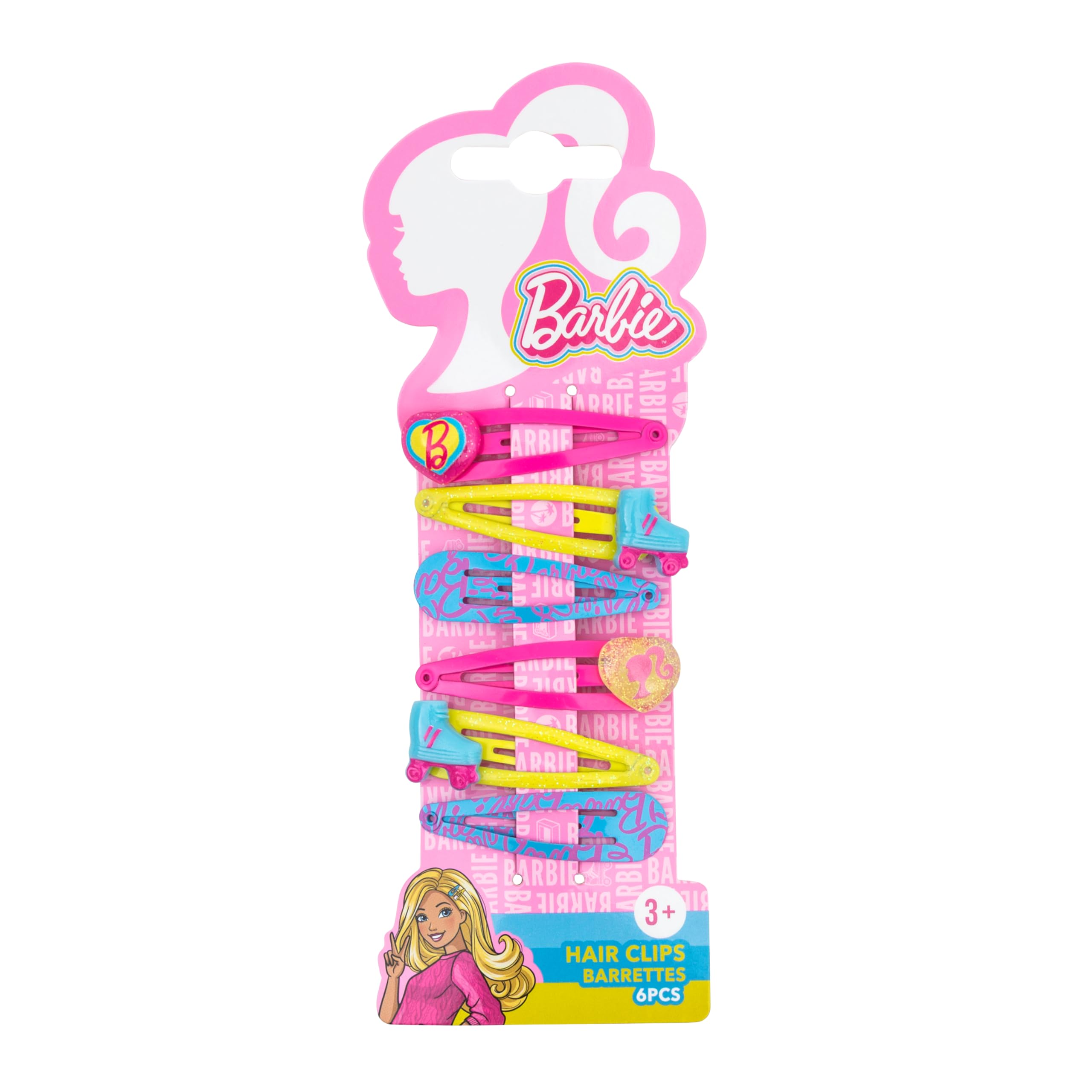 Barbie Official 6-Piece Children's Hair Clips Set - Vibrant & Gentle Slides