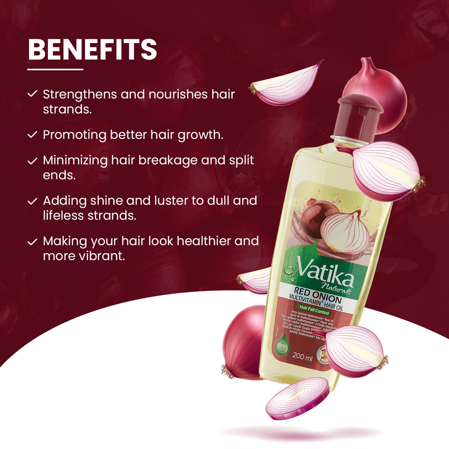 Vatika Naturals Red Onion Hair Oil 200ml for Anti Hair Fall and Strength 3