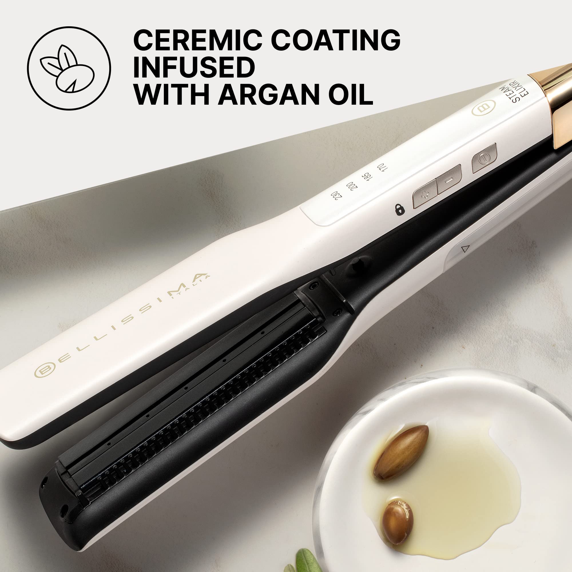 BELLISSIMA Steam Elixir Hair Straightener with Argan Oil Ceramic Plates 3