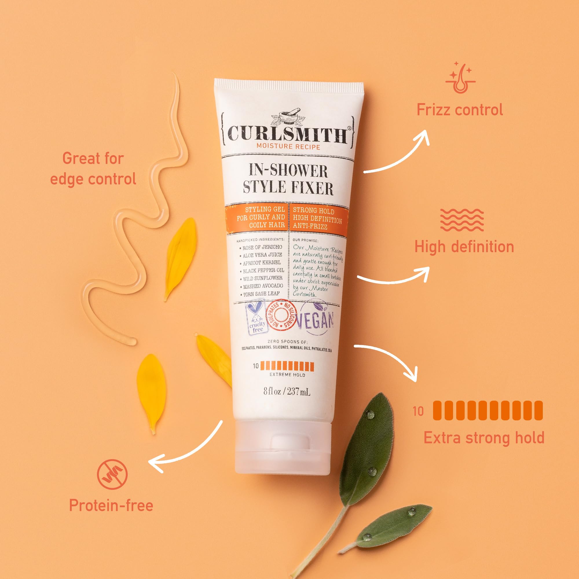 CURLSMITH In-Shower Style Fixer Vegan Extreme Hold Styling Gel for Curls and Coils